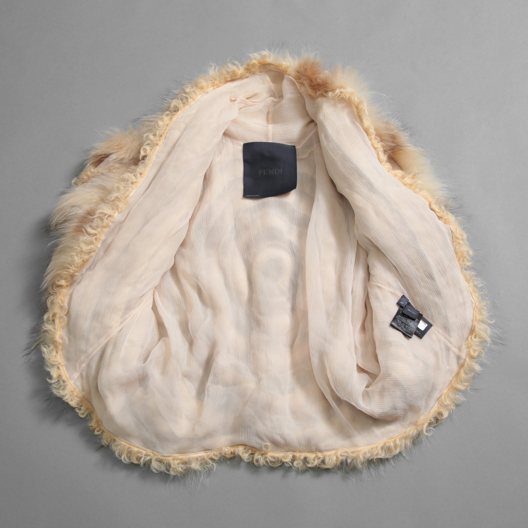 FENDI フェンディ/ 美品 カール・ラガーフェルド期 フォックス ファー ボレロ ノースリーブジャケット / size 40 (BEIGE)