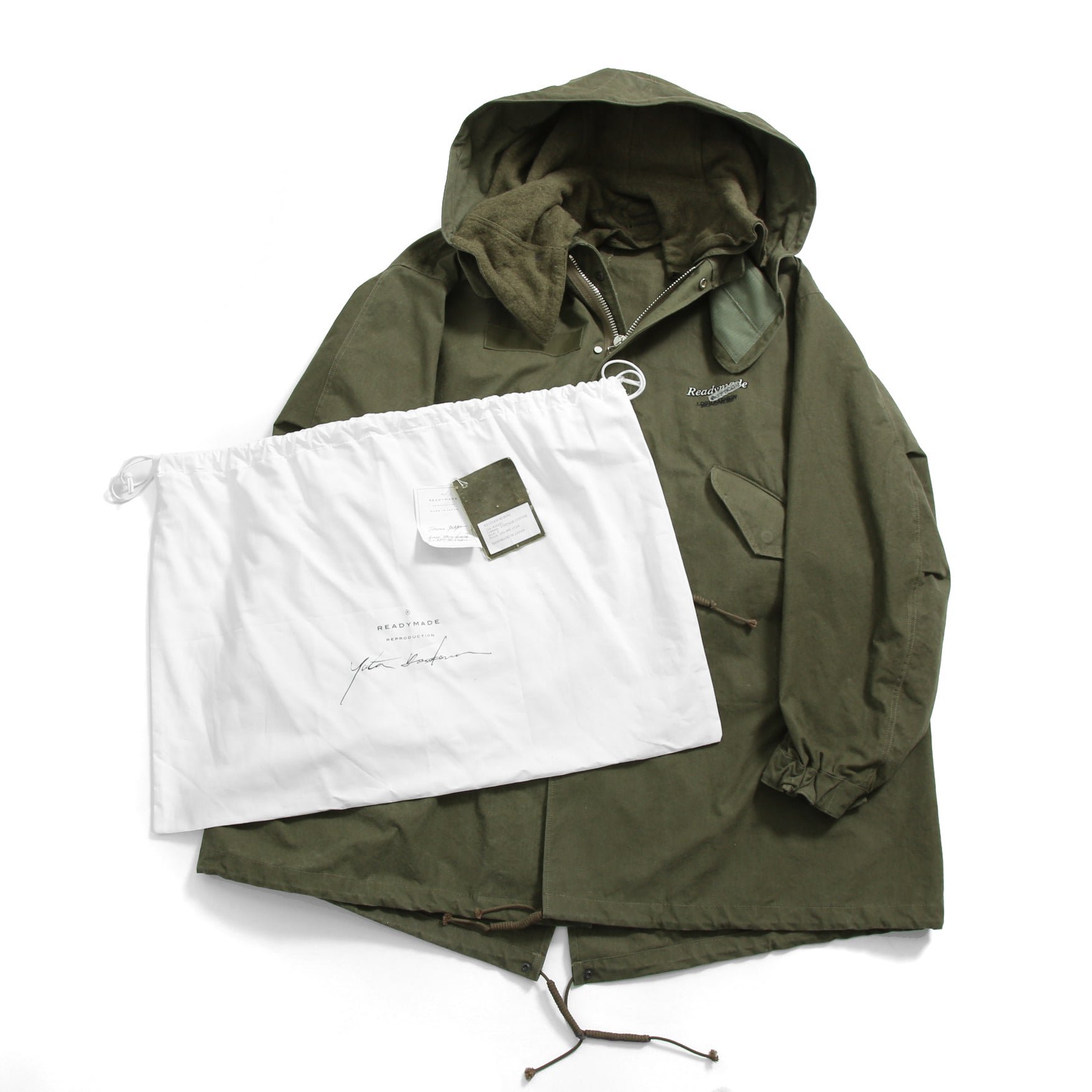 新品 READYMADE レディメイド / FISHTAIL PARKA / READYMADE LOGO ライナー / VINTAGE U.S ARMY TENT / size 2 (KHKAI) ロングコート