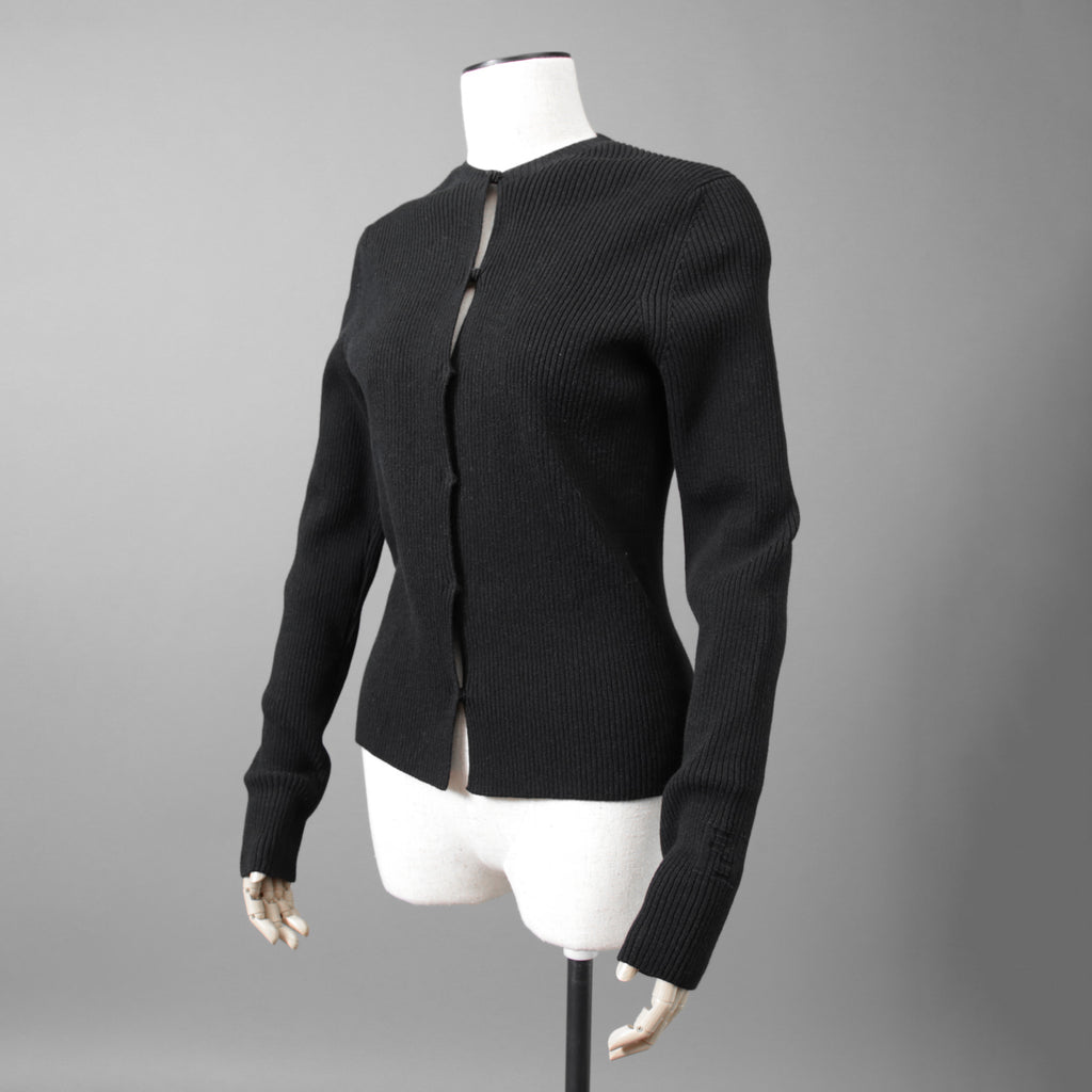 FENDI フェンディ /  2022年製  袖FFロゴ リブニット セーター カーディガン / FZC963 / size42 (BLACK)