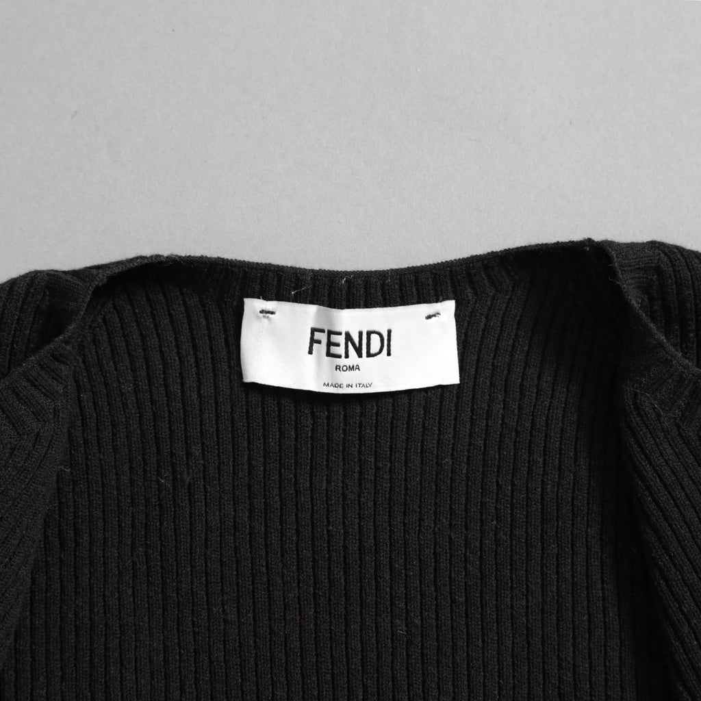 FENDI フェンディ /  2022年製  袖FFロゴ リブニット セーター カーディガン / FZC963 / size42 (BLACK)