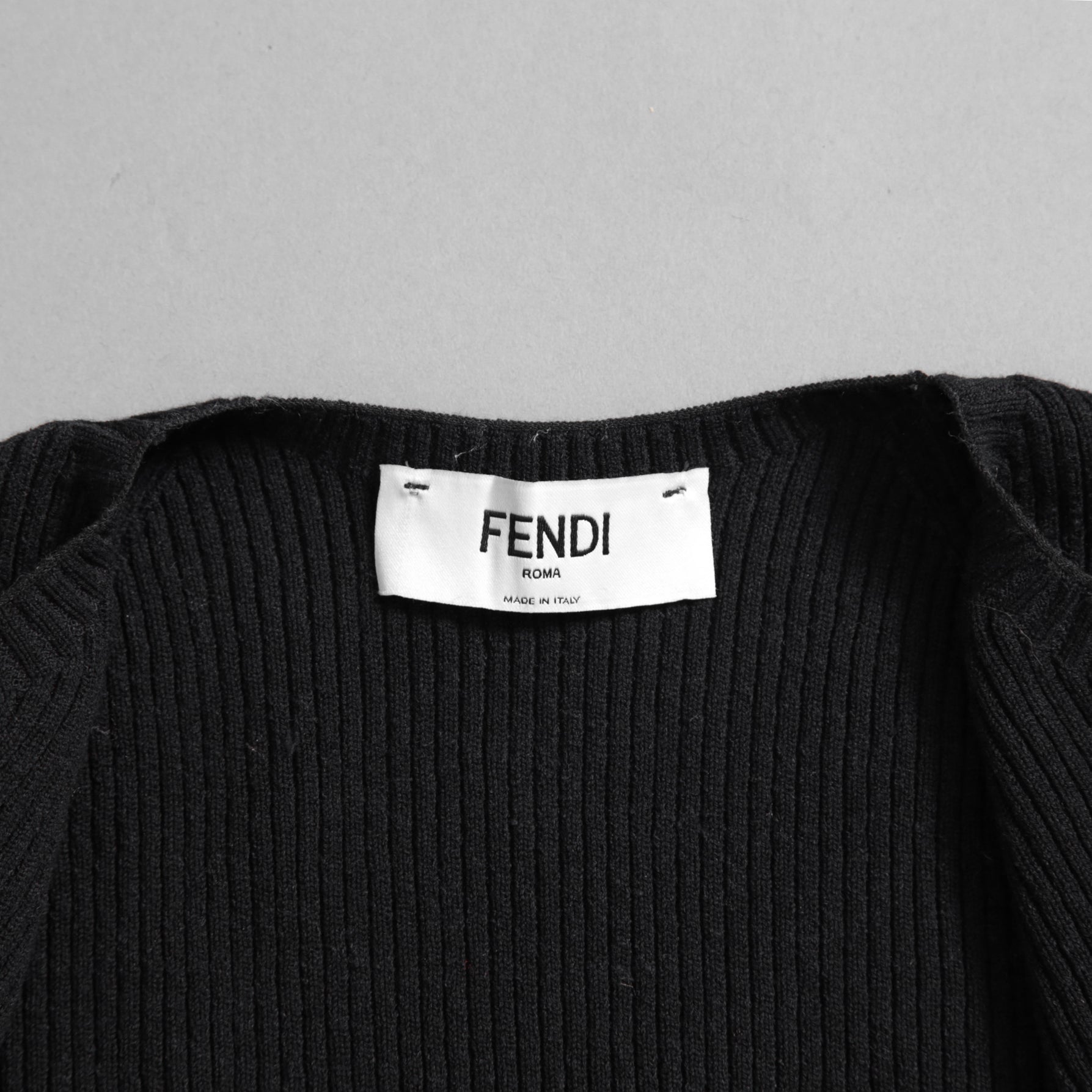 FENDI フェンディ /  2022年製  袖FFロゴ リブニット セーター カーディガン / FZC963 / size42 (BLACK)