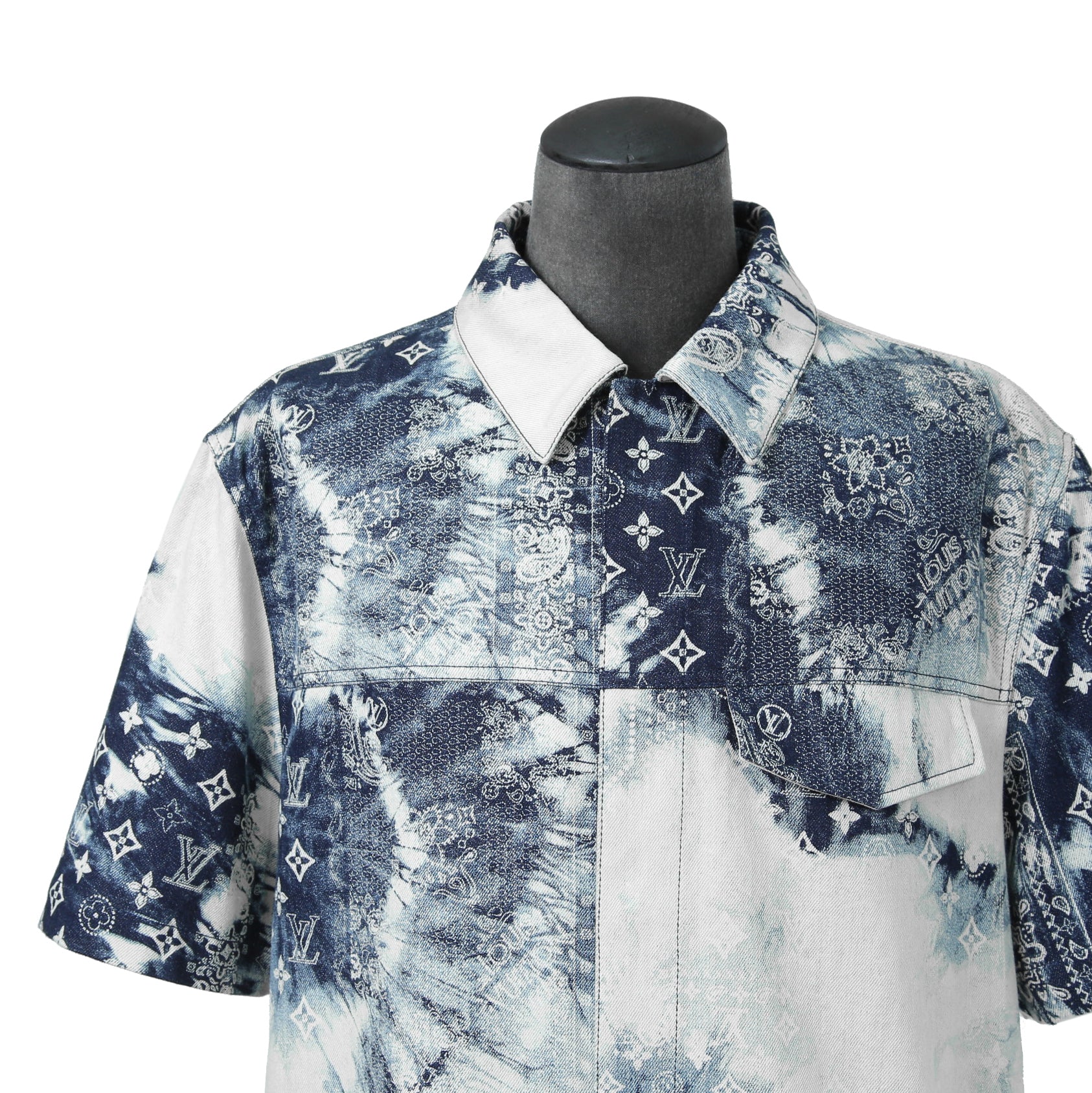 美品 LOUISVUITTON ルイヴィトン / 2022AW モノグラムバンダナ ショートスリーブ デニム シャツ / RM222M NW2 HNS17X / size M
