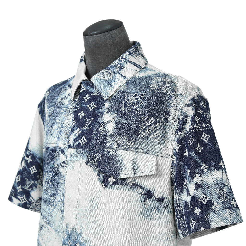 美品 LOUISVUITTON ルイヴィトン / 2022AW モノグラムバンダナ ショートスリーブ デニム シャツ / RM222M NW2 HNS17X / size M