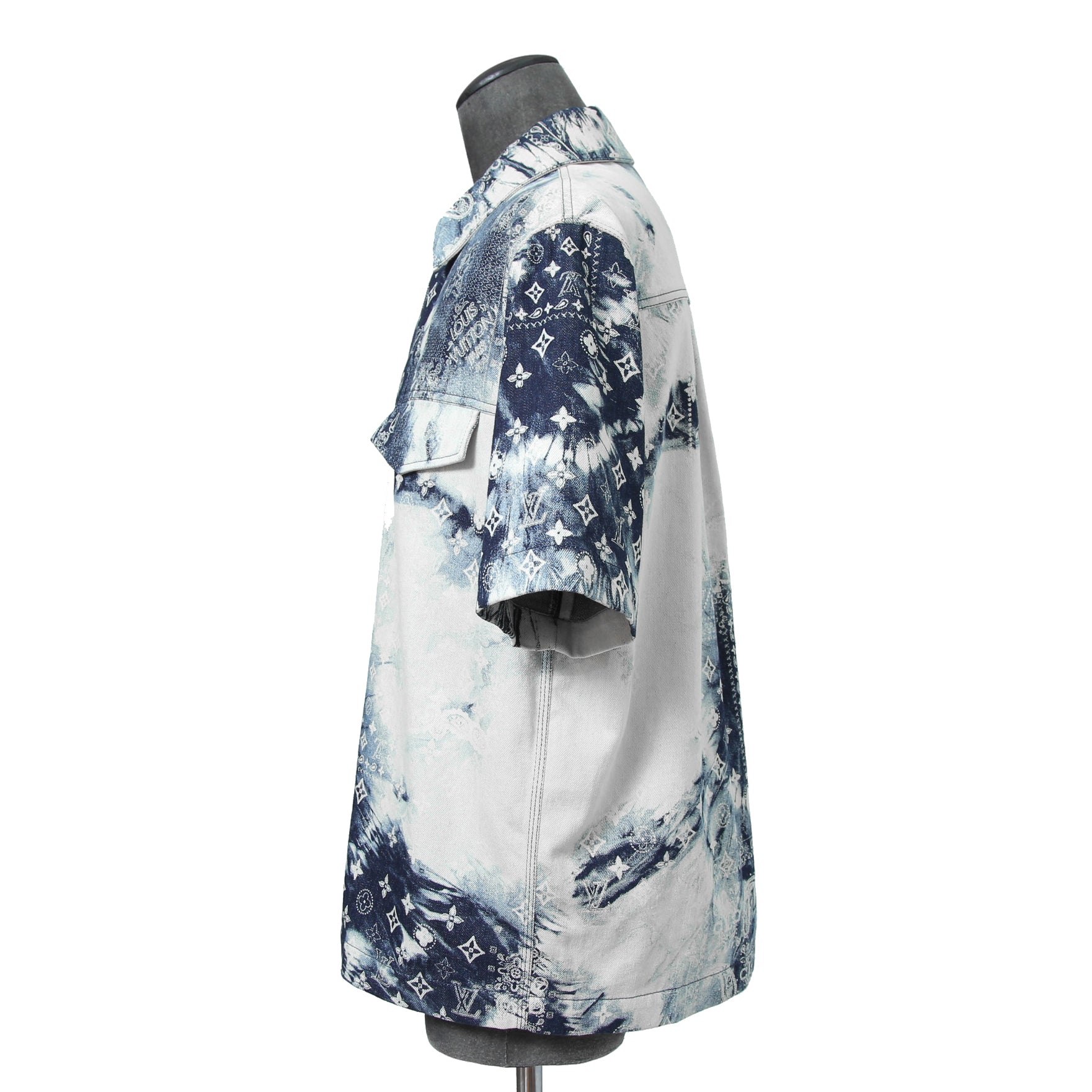 美品 LOUISVUITTON ルイヴィトン / 2022AW モノグラムバンダナ ショートスリーブ デニム シャツ / RM222M NW2 HNS17X / size M
