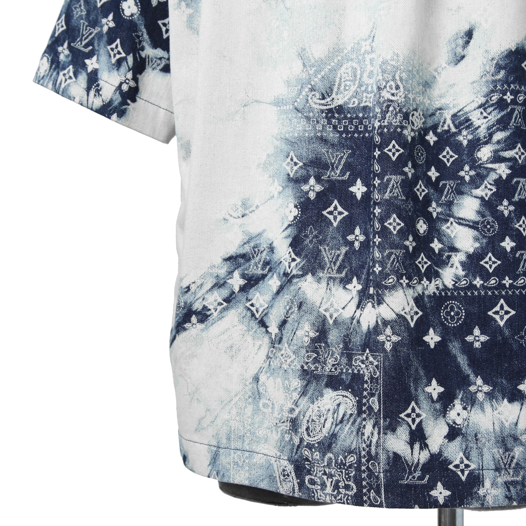 美品 LOUISVUITTON ルイヴィトン / 2022AW モノグラムバンダナ ショートスリーブ デニム シャツ / RM222M NW2 HNS17X / size M