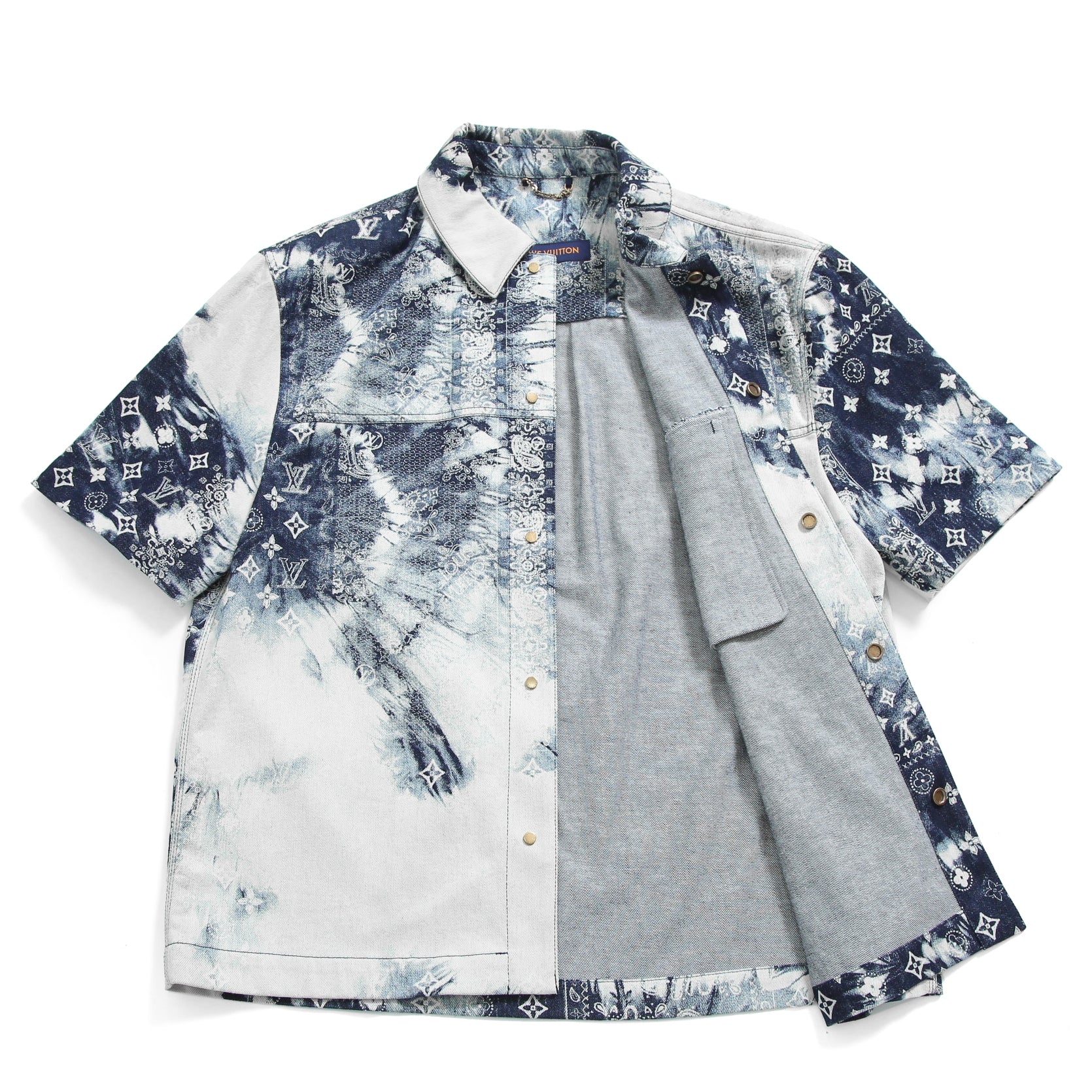 美品 LOUISVUITTON ルイヴィトン / 2022AW モノグラムバンダナ ショートスリーブ デニム シャツ / RM222M NW2 HNS17X / size M
