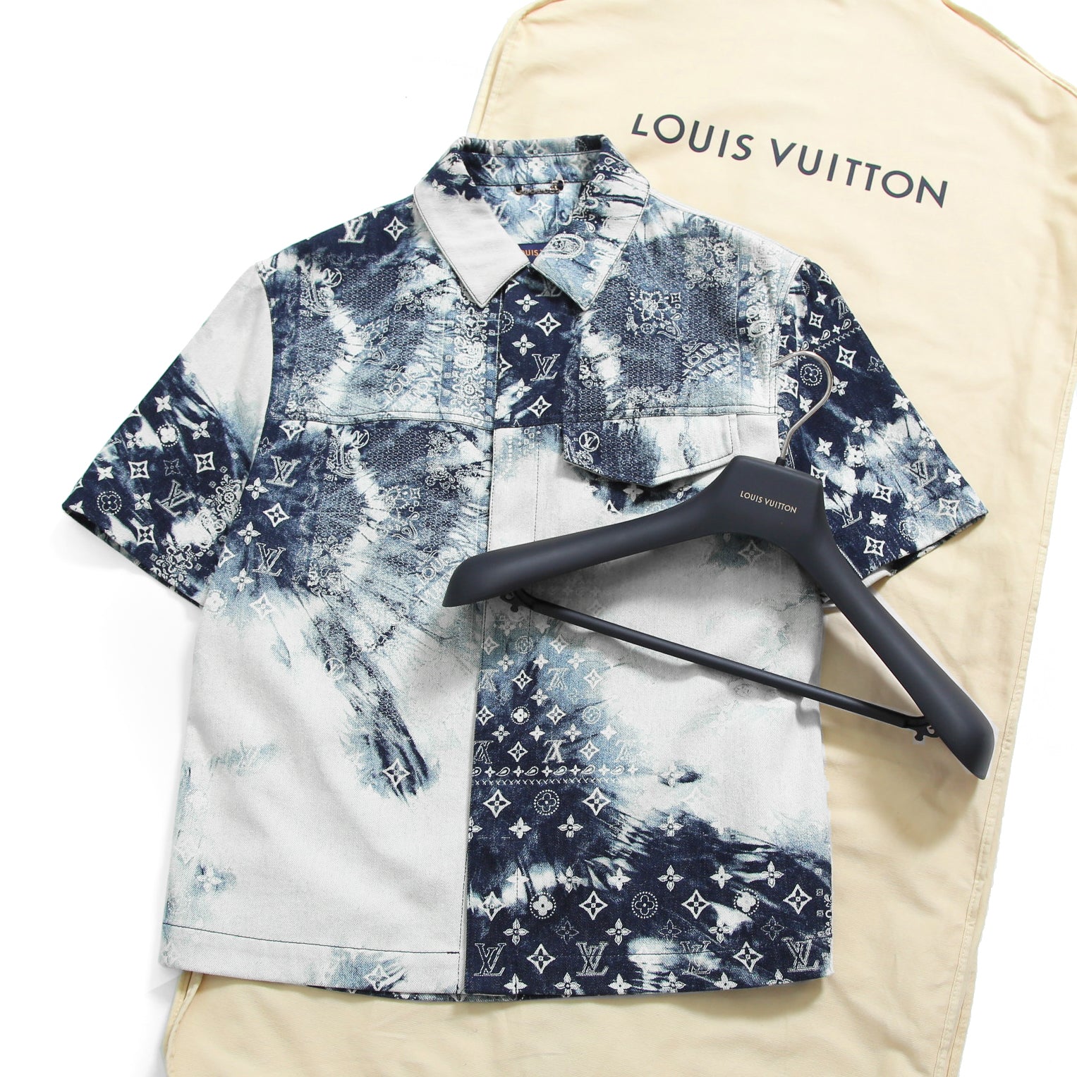 美品 LOUISVUITTON ルイヴィトン / 2022AW モノグラムバンダナ ショートスリーブ デニム シャツ / RM222M NW2 HNS17X / size M