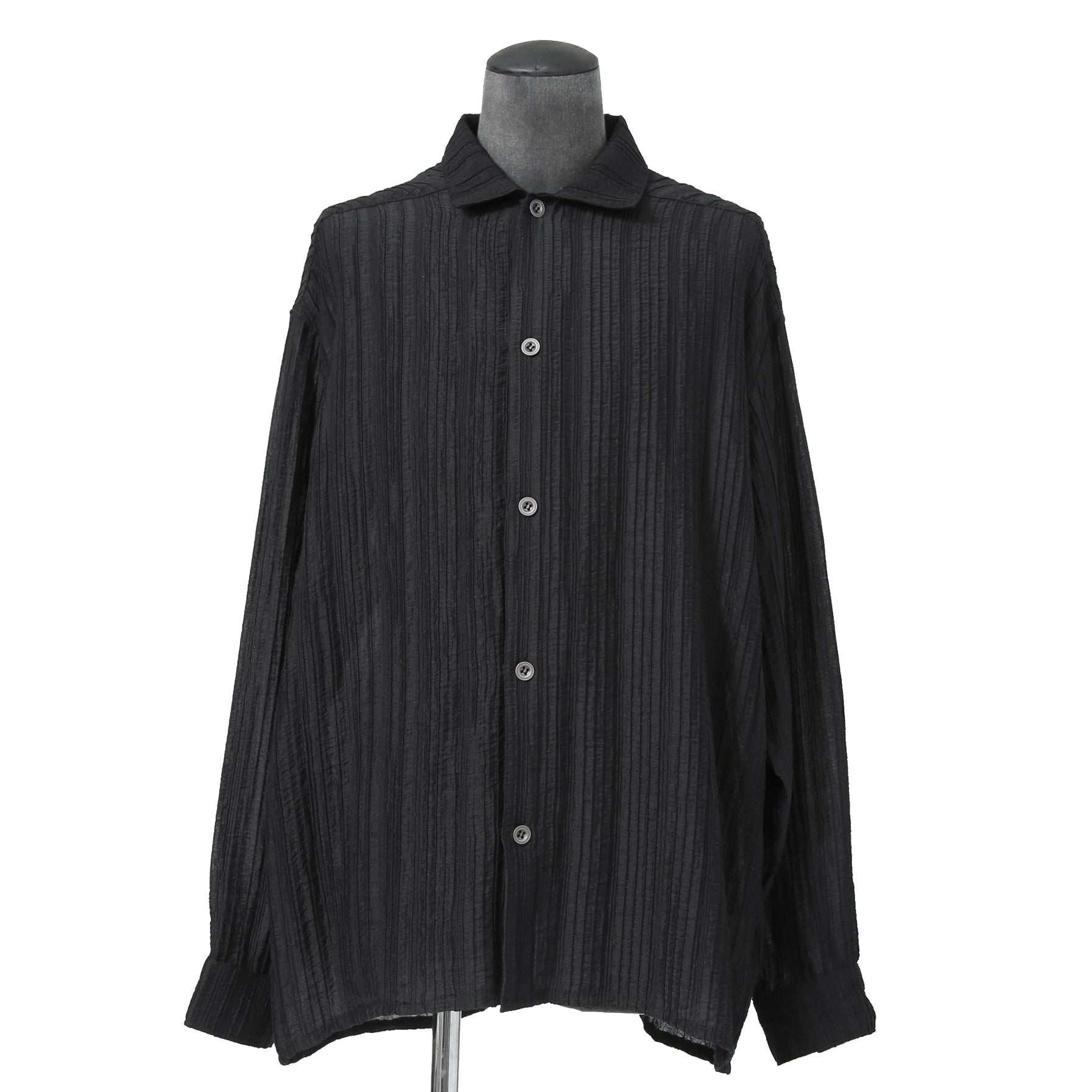 新品 A.F ARTEFACT アーティファクト / シアー 楊柳 / 長袖シャツ / size 2 (BLACK)