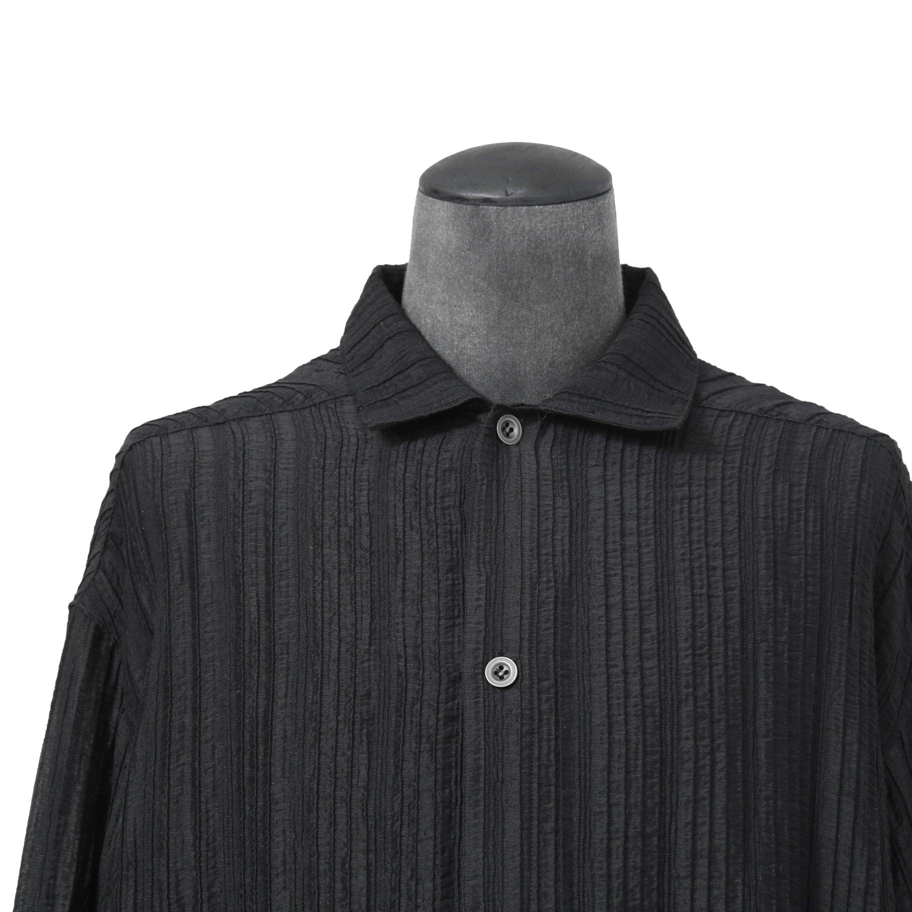 新品 A.F ARTEFACT アーティファクト / シアー 楊柳 / 長袖シャツ / size 2 (BLACK)