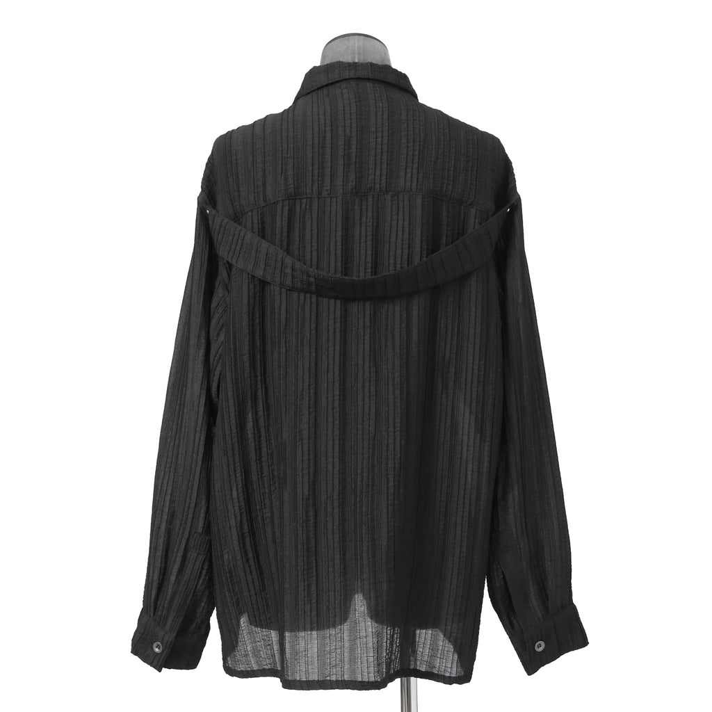 新品 A.F ARTEFACT アーティファクト / シアー 楊柳 / 長袖シャツ / size 2 (BLACK)