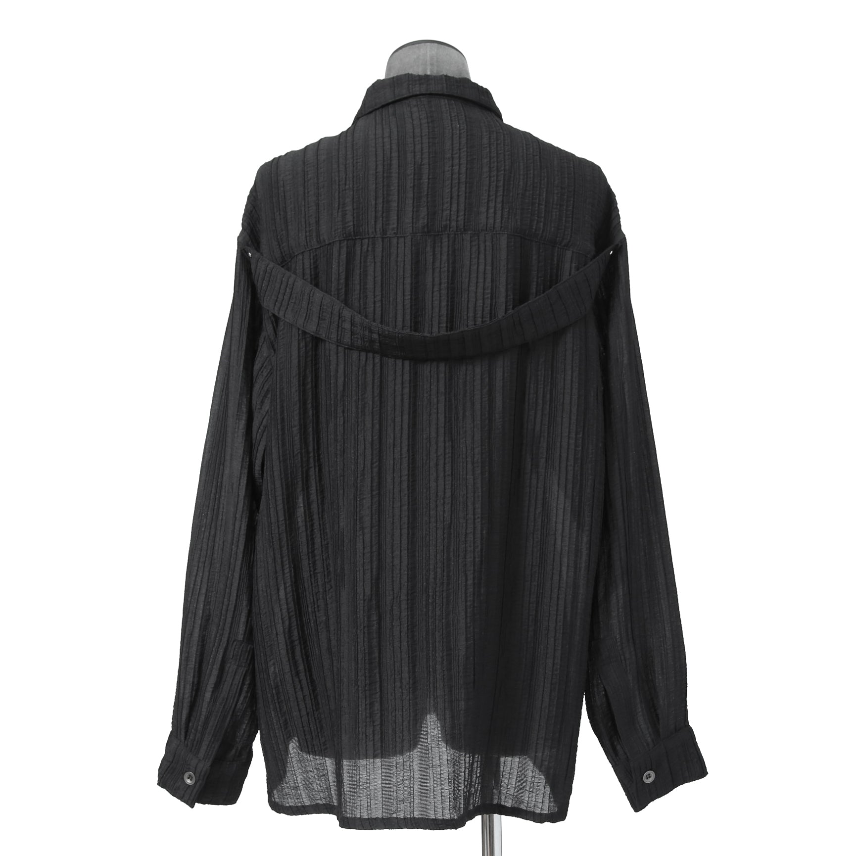 新品 A.F ARTEFACT アーティファクト / シアー 楊柳 / 長袖シャツ / size 2 (BLACK)