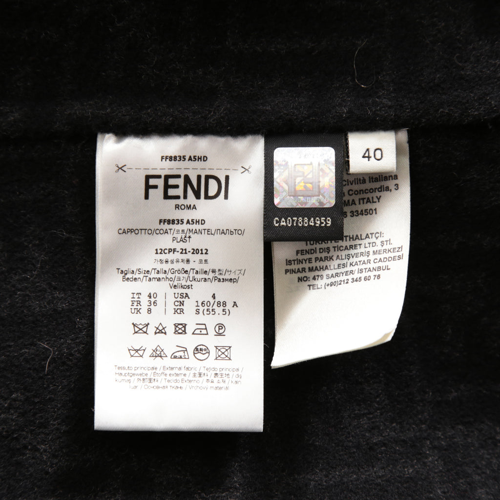 FENDIフェンディ / 19AW 美品 裏地FFロゴ ズッカ柄 マフラー付き ロングコート / FF8835 A5HD / size40 (BLACK)