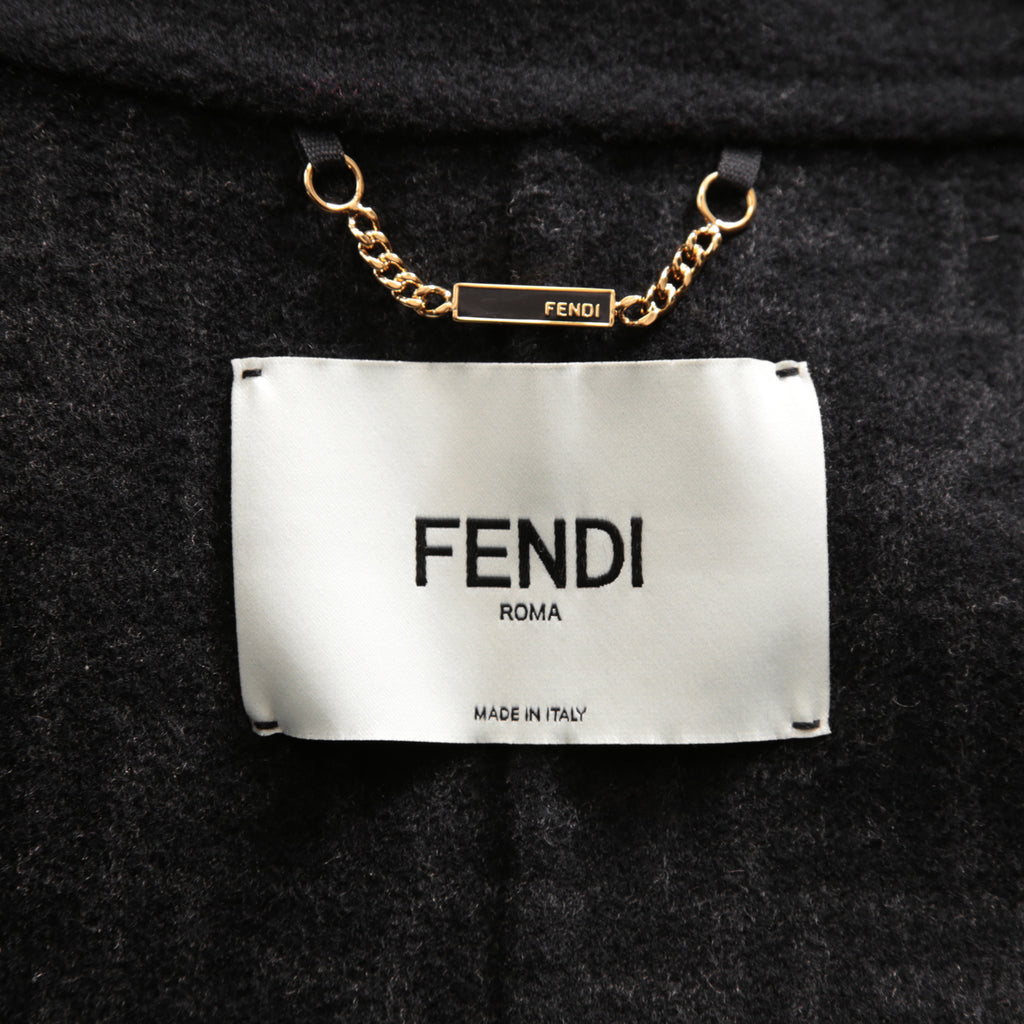FENDIフェンディ / 19AW 美品 裏地FFロゴ ズッカ柄 マフラー付き ロングコート / FF8835 A5HD / size40 (BLACK)