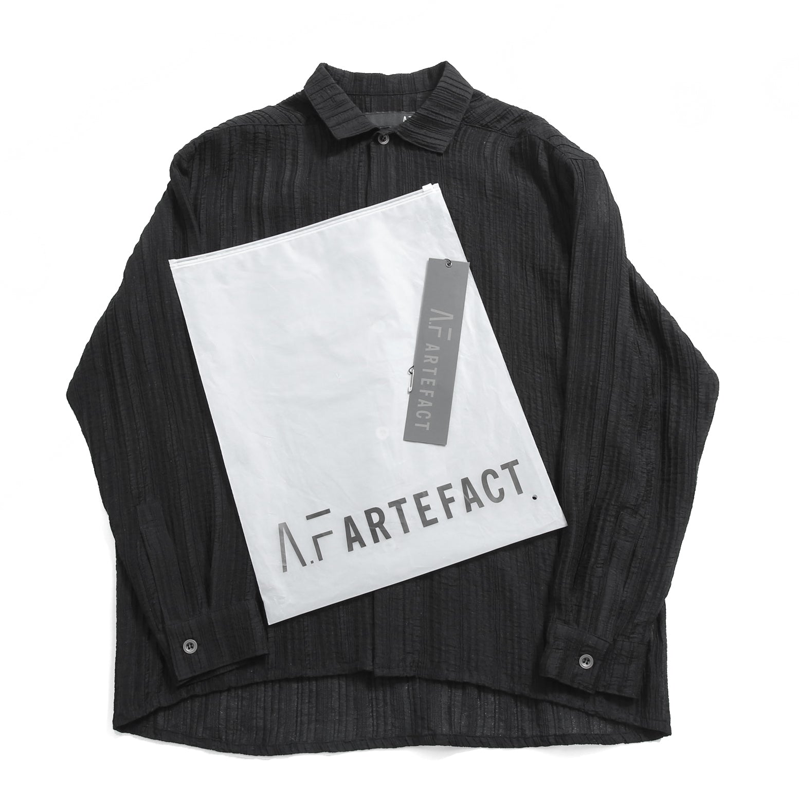 新品 A.F ARTEFACT アーティファクト / シアー 楊柳 / 長袖シャツ / size 2 (BLACK)