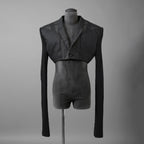 希少 RICK OWENS リックオウエンス / 24SS LIDO / Cobra Micro Tatlin Cropped Blazer / RR01D3754-UMRNC / セミシアー 素材 ジャケット / size 48 (BLACK)