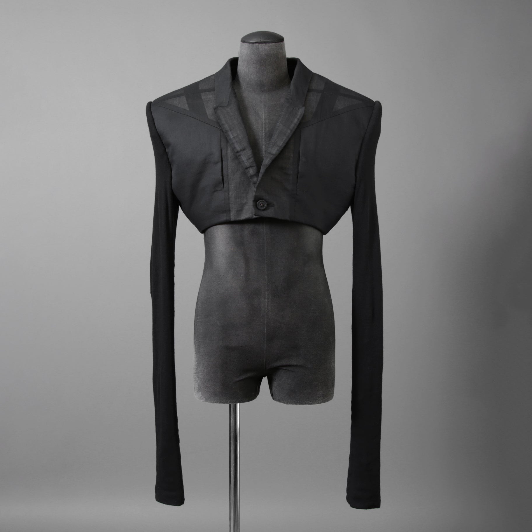 希少 RICK OWENS リックオウエンス / 24SS LIDO / Cobra Micro Tatlin Cropped Blazer / RR01D3754-UMRNC / セミシアー 素材 ジャケット / size 48 (BLACK)