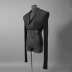 希少 RICK OWENS リックオウエンス / 24SS LIDO / Cobra Micro Tatlin Cropped Blazer / RR01D3754-UMRNC / セミシアー 素材 ジャケット / size 48 (BLACK)