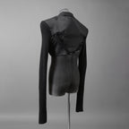 希少 RICK OWENS リックオウエンス / 24SS LIDO / Cobra Micro Tatlin Cropped Blazer / RR01D3754-UMRNC / セミシアー 素材 ジャケット / size 48 (BLACK)