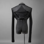 希少 RICK OWENS リックオウエンス / 24SS LIDO / Cobra Micro Tatlin Cropped Blazer / RR01D3754-UMRNC / セミシアー 素材 ジャケット / size 48 (BLACK)