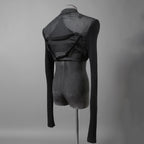 希少 RICK OWENS リックオウエンス / 24SS LIDO / Cobra Micro Tatlin Cropped Blazer / RR01D3754-UMRNC / セミシアー 素材 ジャケット / size 48 (BLACK)
