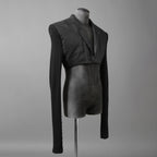 希少 RICK OWENS リックオウエンス / 24SS LIDO / Cobra Micro Tatlin Cropped Blazer / RR01D3754-UMRNC / セミシアー 素材 ジャケット / size 48 (BLACK)