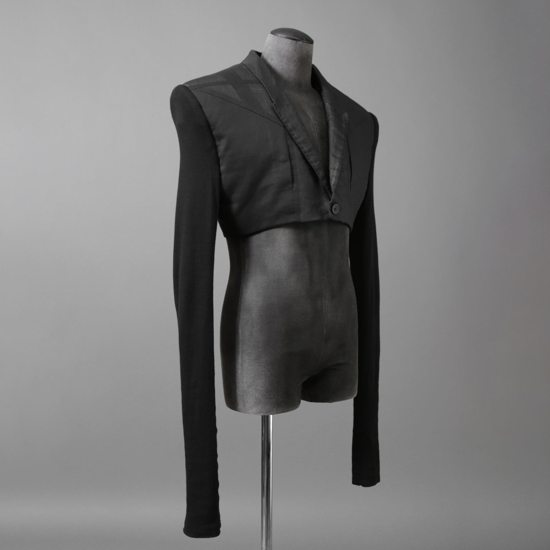 希少 RICK OWENS リックオウエンス / 24SS LIDO / Cobra Micro Tatlin Cropped Blazer / RR01D3754-UMRNC / セミシアー 素材 ジャケット / size 48 (BLACK)