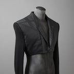 希少 RICK OWENS リックオウエンス / 24SS LIDO / Cobra Micro Tatlin Cropped Blazer / RR01D3754-UMRNC / セミシアー 素材 ジャケット / size 48 (BLACK)