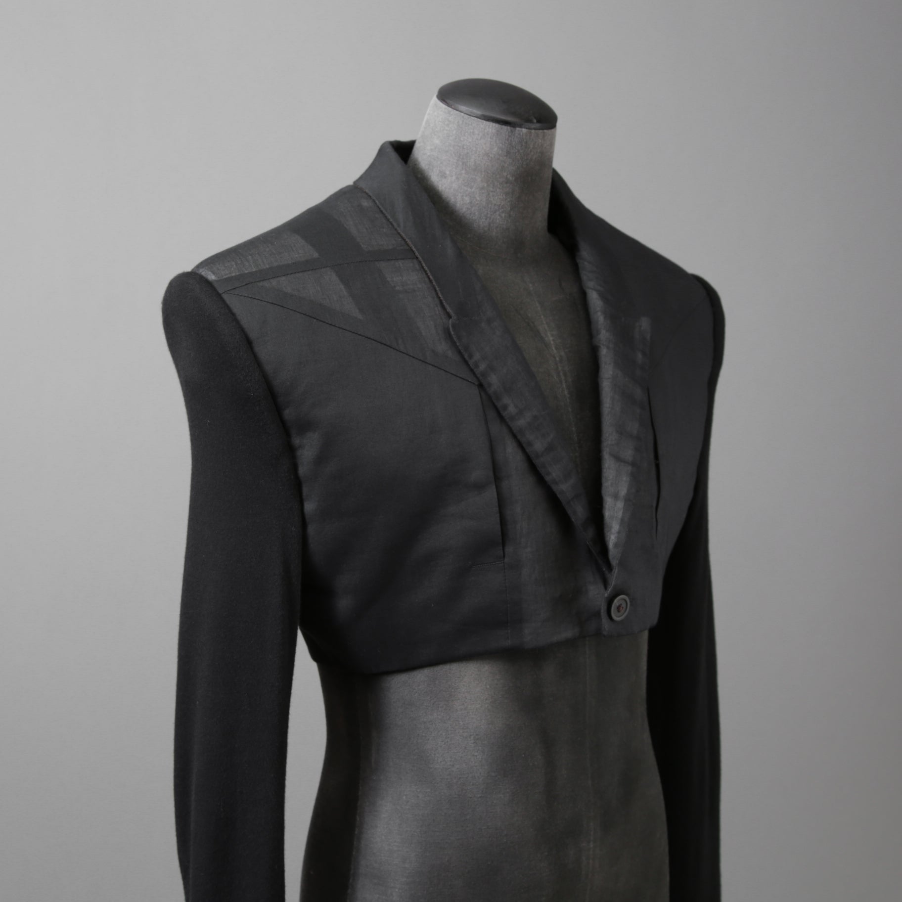 希少 RICK OWENS リックオウエンス / 24SS LIDO / Cobra Micro Tatlin Cropped Blazer / RR01D3754-UMRNC / セミシアー 素材 ジャケット / size 48 (BLACK)