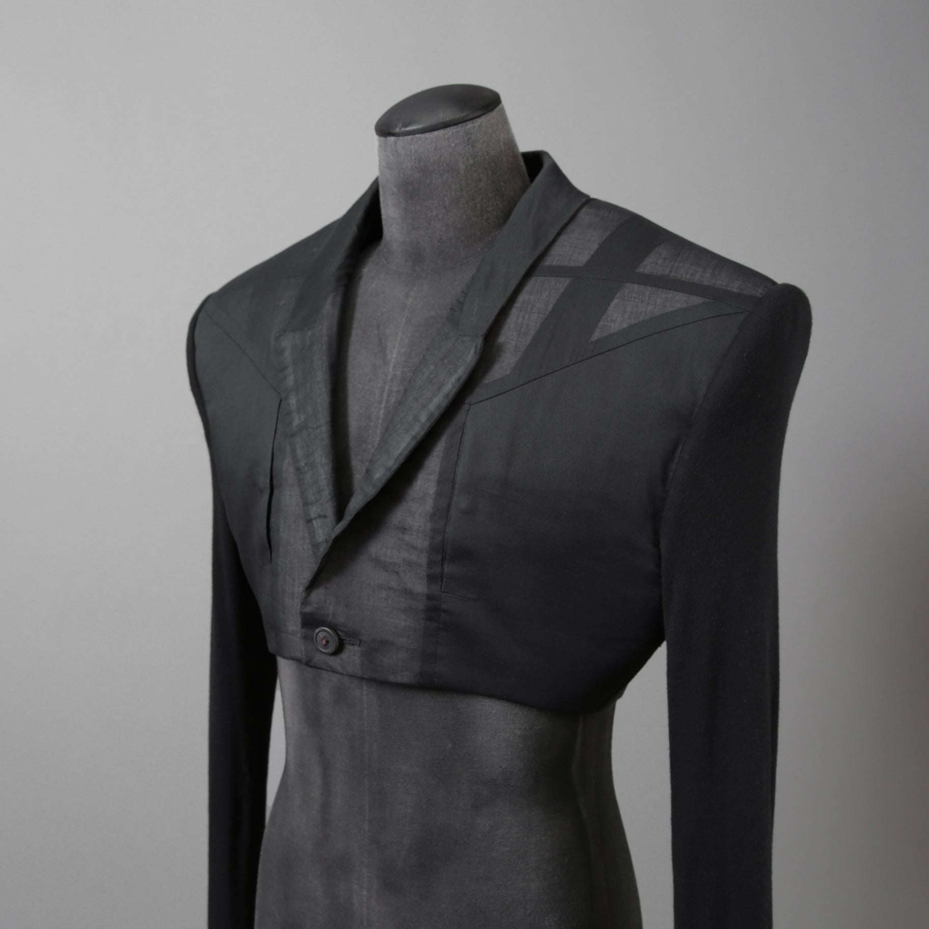 希少 RICK OWENS リックオウエンス / 24SS LIDO / Cobra Micro Tatlin Cropped Blazer / RR01D3754-UMRNC / セミシアー 素材 ジャケット / size 48 (BLACK)