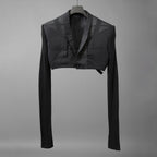希少 RICK OWENS リックオウエンス / 24SS LIDO / Cobra Micro Tatlin Cropped Blazer / RR01D3754-UMRNC / セミシアー 素材 ジャケット / size 48 (BLACK)