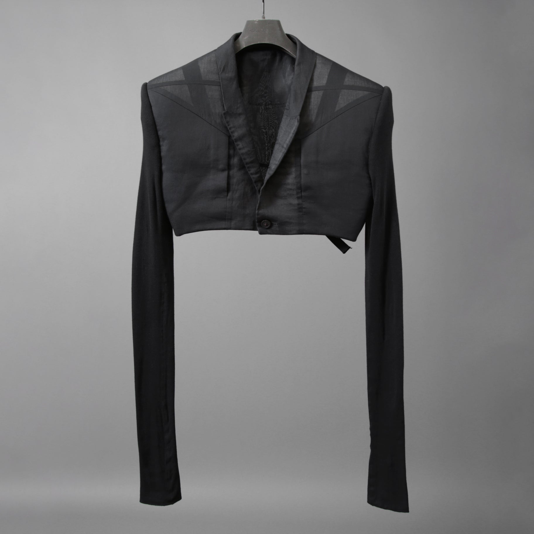 希少 RICK OWENS リックオウエンス / 24SS LIDO / Cobra Micro Tatlin Cropped Blazer / RR01D3754-UMRNC / セミシアー 素材 ジャケット / size 48 (BLACK)