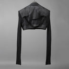希少 RICK OWENS リックオウエンス / 24SS LIDO / Cobra Micro Tatlin Cropped Blazer / RR01D3754-UMRNC / セミシアー 素材 ジャケット / size 48 (BLACK)