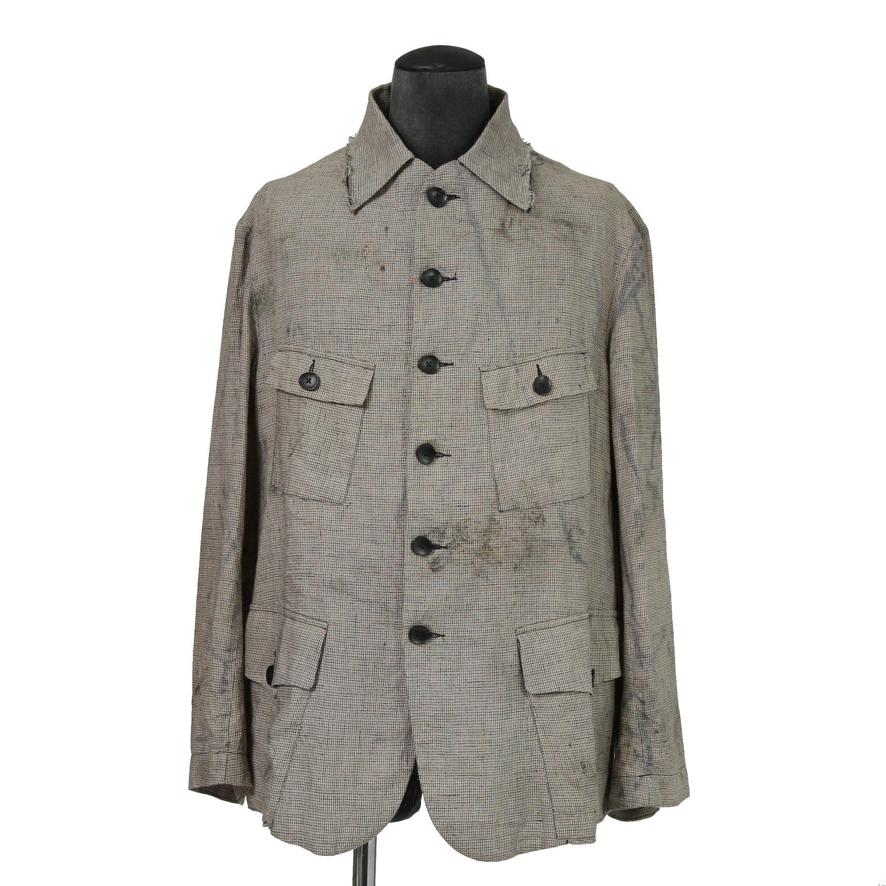 Peng Tai ペンタイ / 24SS 美品 Linen Hand Dyed Hunting Jacket / size 46 (Worm Wood)