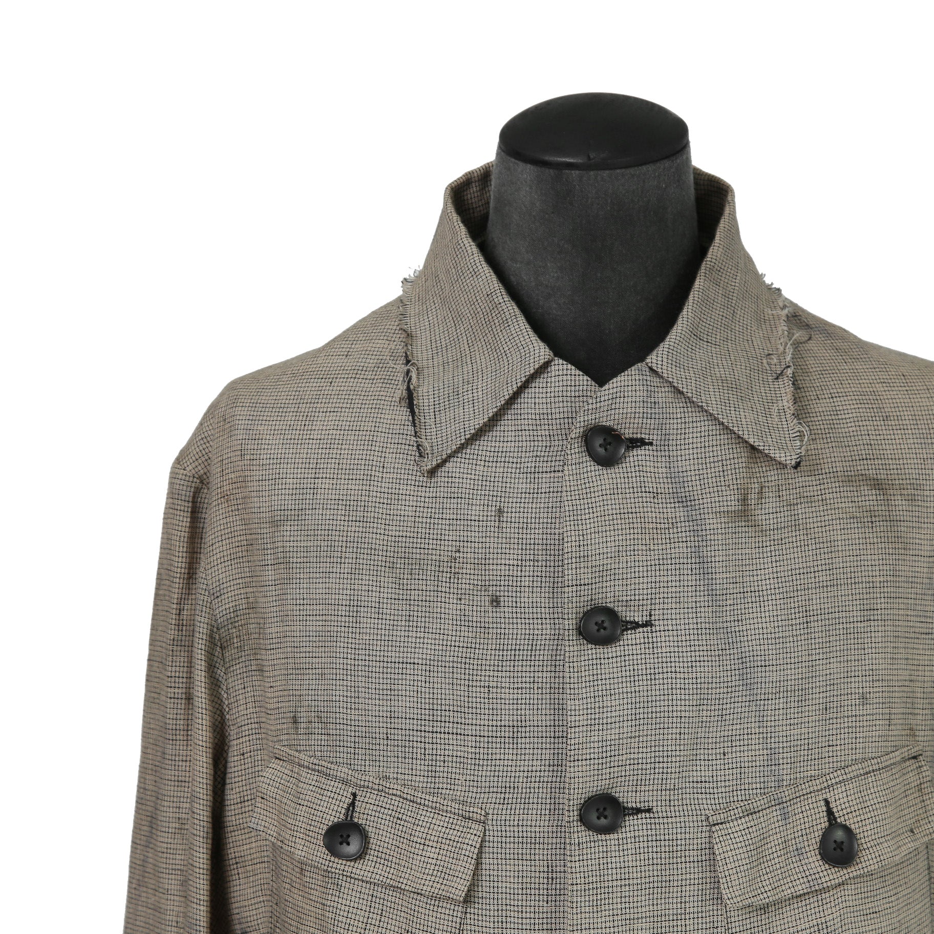 Peng Tai ペンタイ / 24SS 美品 Linen Hand Dyed Hunting Jacket / size 46 (Worm Wood)