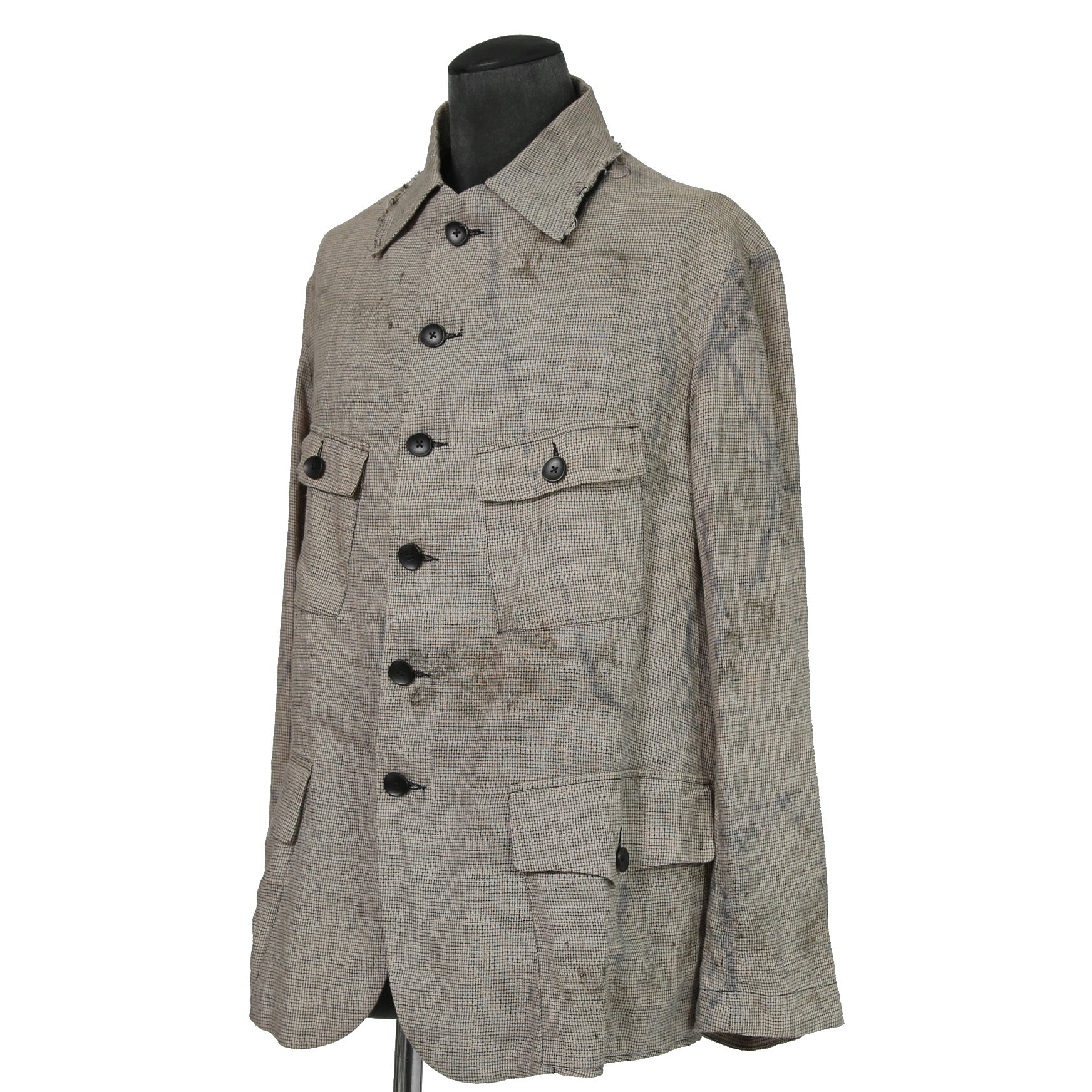 Peng Tai ペンタイ / 24SS 美品 Linen Hand Dyed Hunting Jacket / size 46 (Worm Wood)