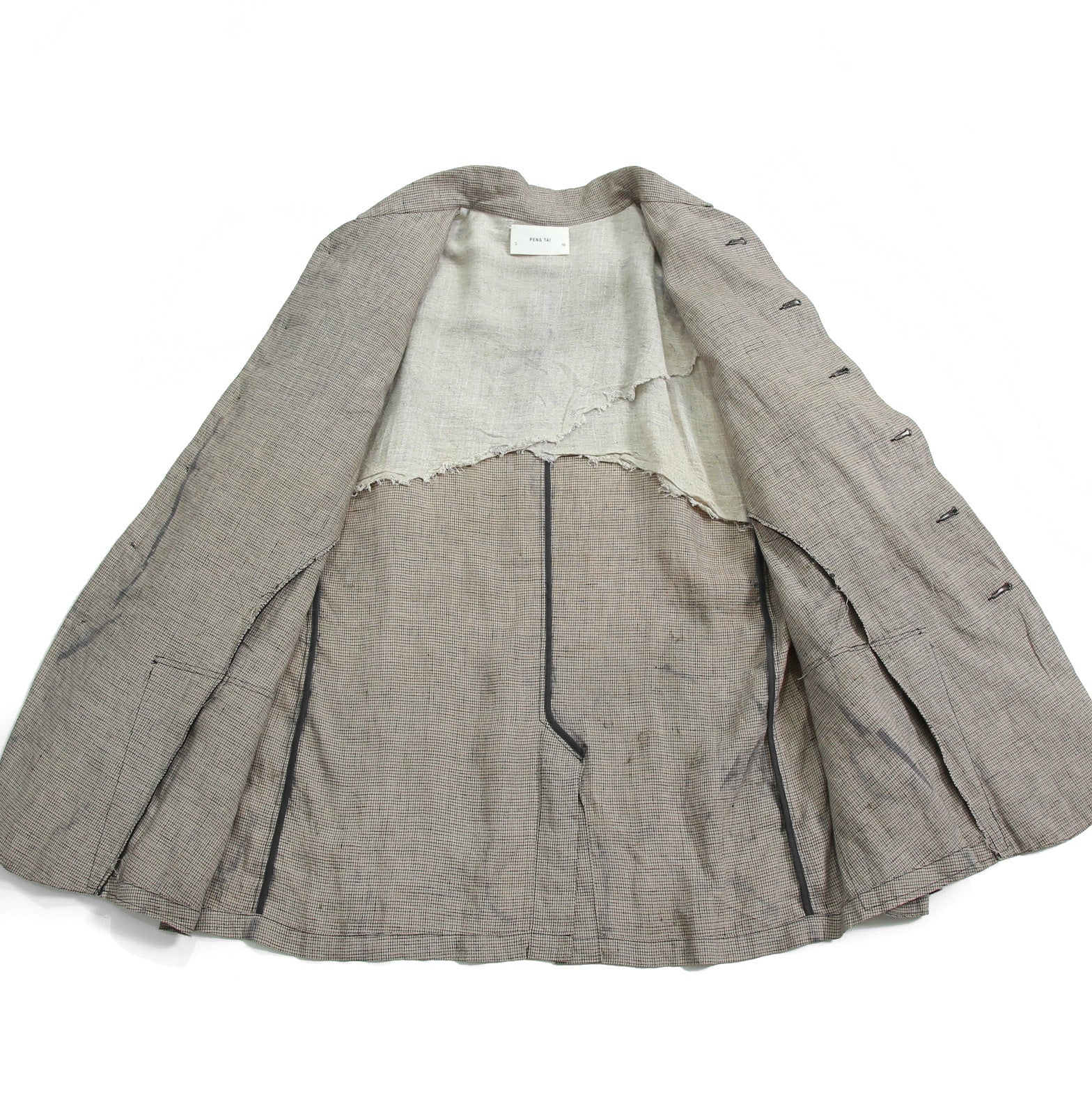 Peng Tai ペンタイ / 24SS 美品 Linen Hand Dyed Hunting Jacket / size 46 (Worm Wood)