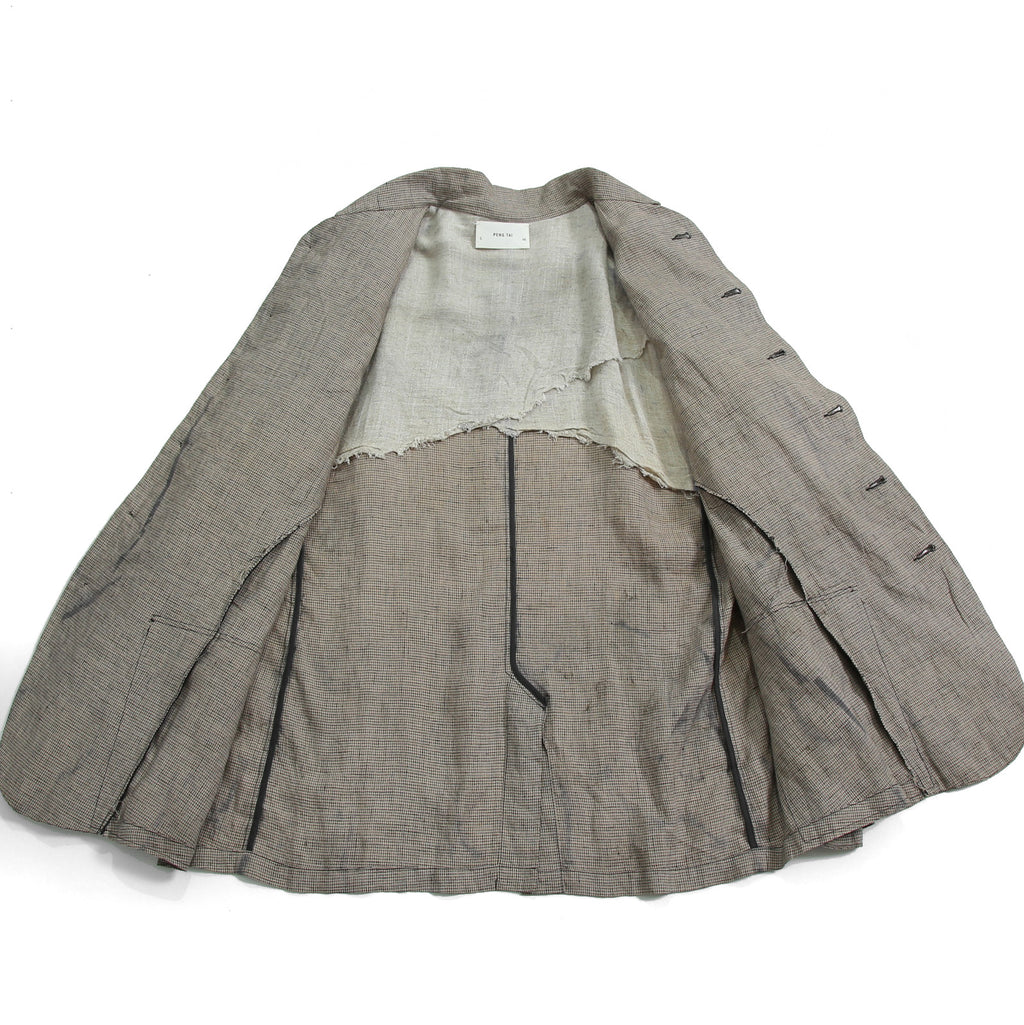 Peng Tai ペンタイ / 24SS 美品 Linen Hand Dyed Hunting Jacket / size 46 (Worm Wood)