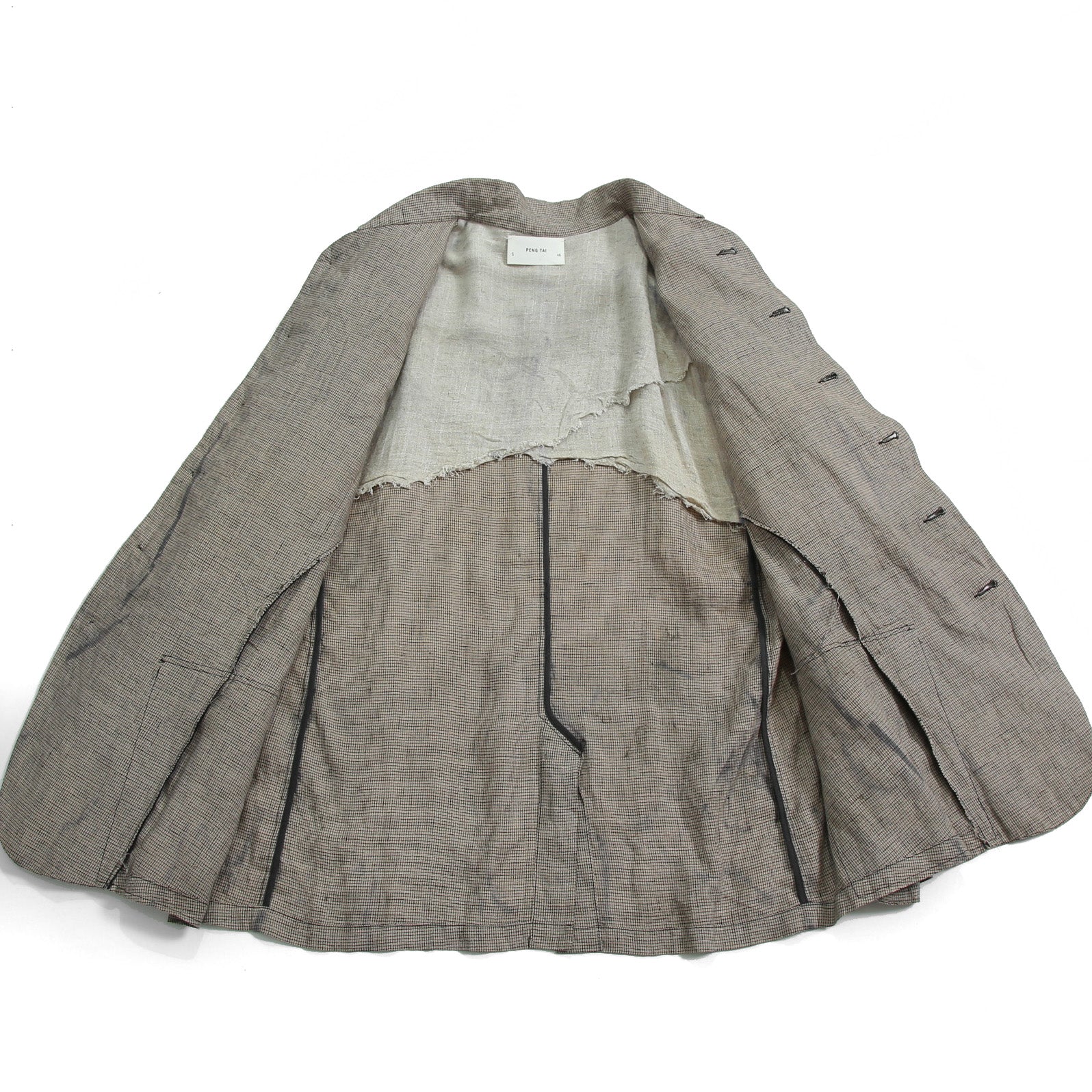 Peng Tai ペンタイ / 24SS 美品 Linen Hand Dyed Hunting Jacket / size 46 (Worm Wood)