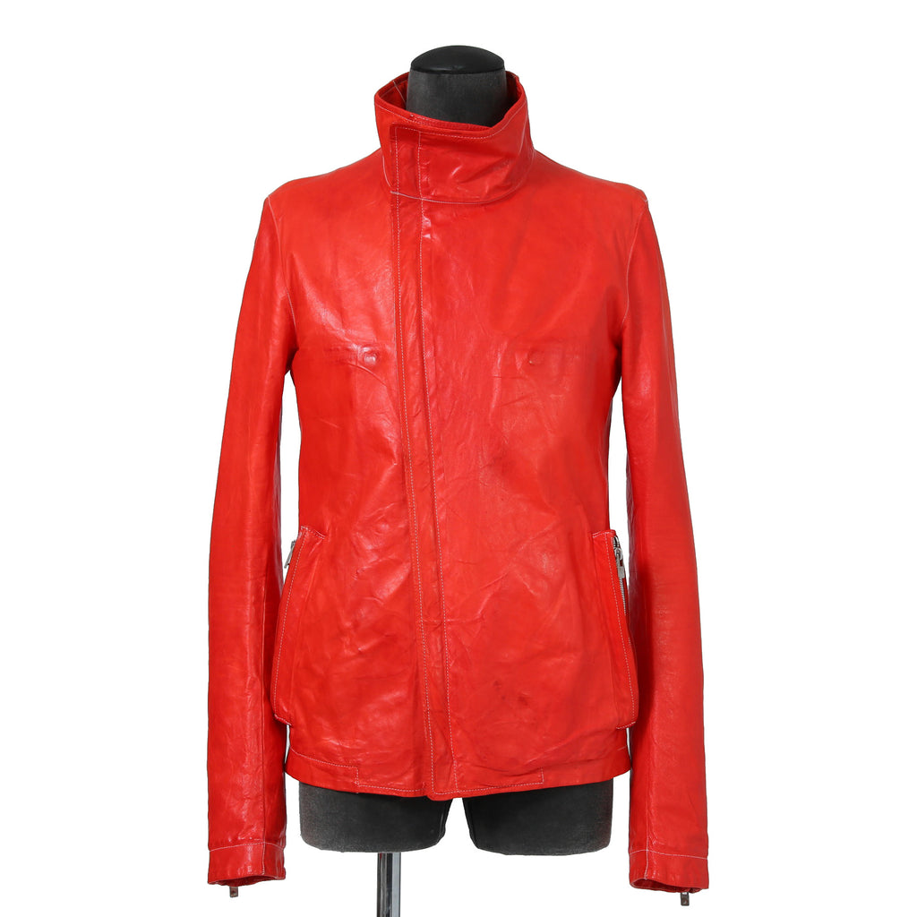 CAROL CHRISTIAN POELL キャロルクリスチャンポエル / 美品2016 KANGAROO O.D / HIGH NECK LEATHER JACKET / size 46 (RED)
