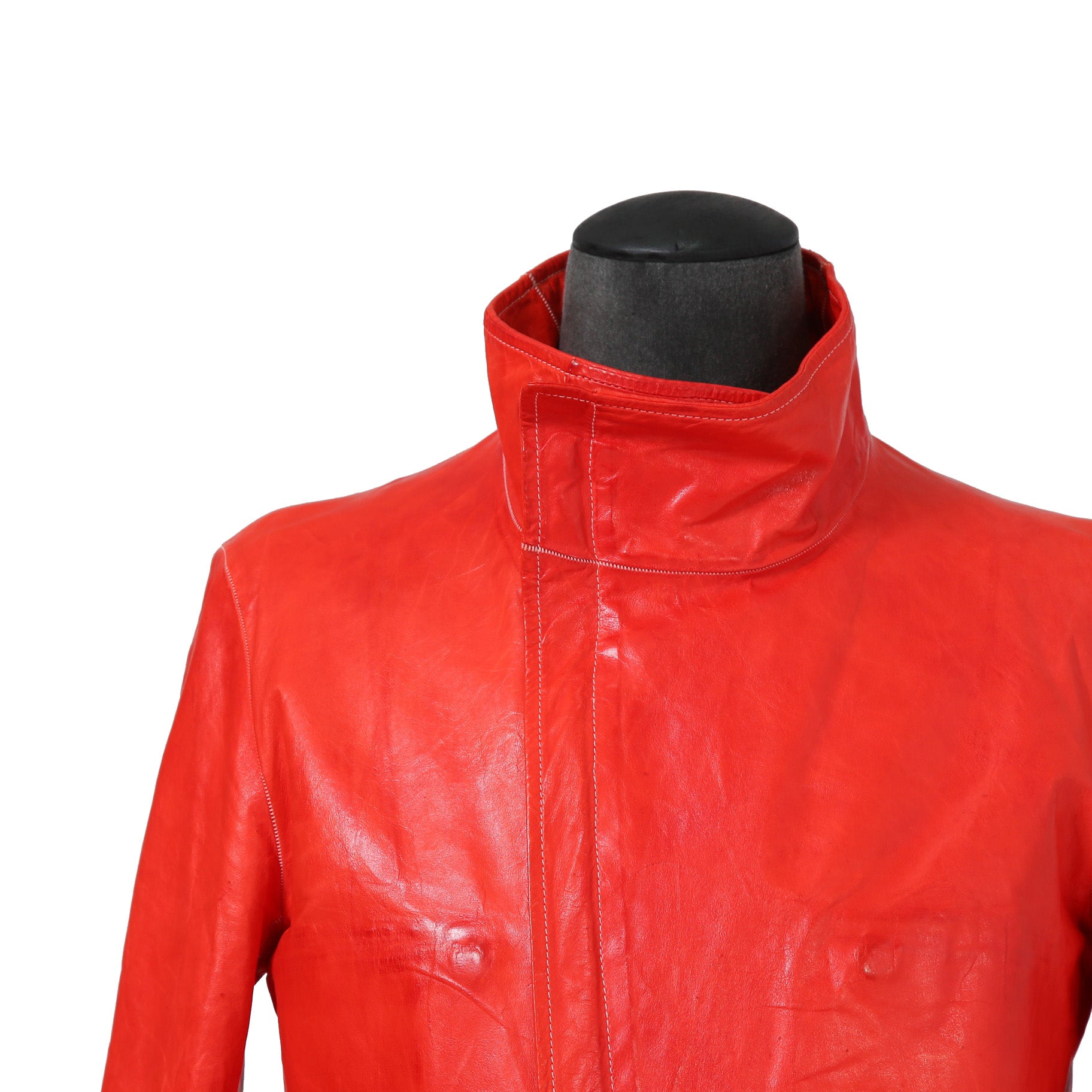 CAROL CHRISTIAN POELL キャロルクリスチャンポエル / 美品2016 KANGAROO O.D / HIGH NECK LEATHER JACKET / size 46 (RED)