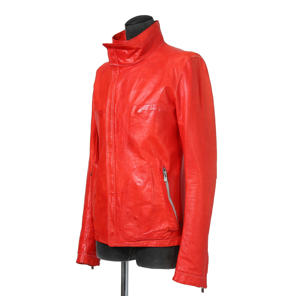 CAROL CHRISTIAN POELL キャロルクリスチャンポエル / 美品2016 KANGAROO O.D / HIGH NECK LEATHER JACKET / size 46 (RED)