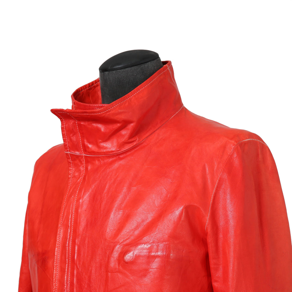 CAROL CHRISTIAN POELL キャロルクリスチャンポエル / 美品2016 KANGAROO O.D / HIGH NECK LEATHER JACKET / size 46 (RED)