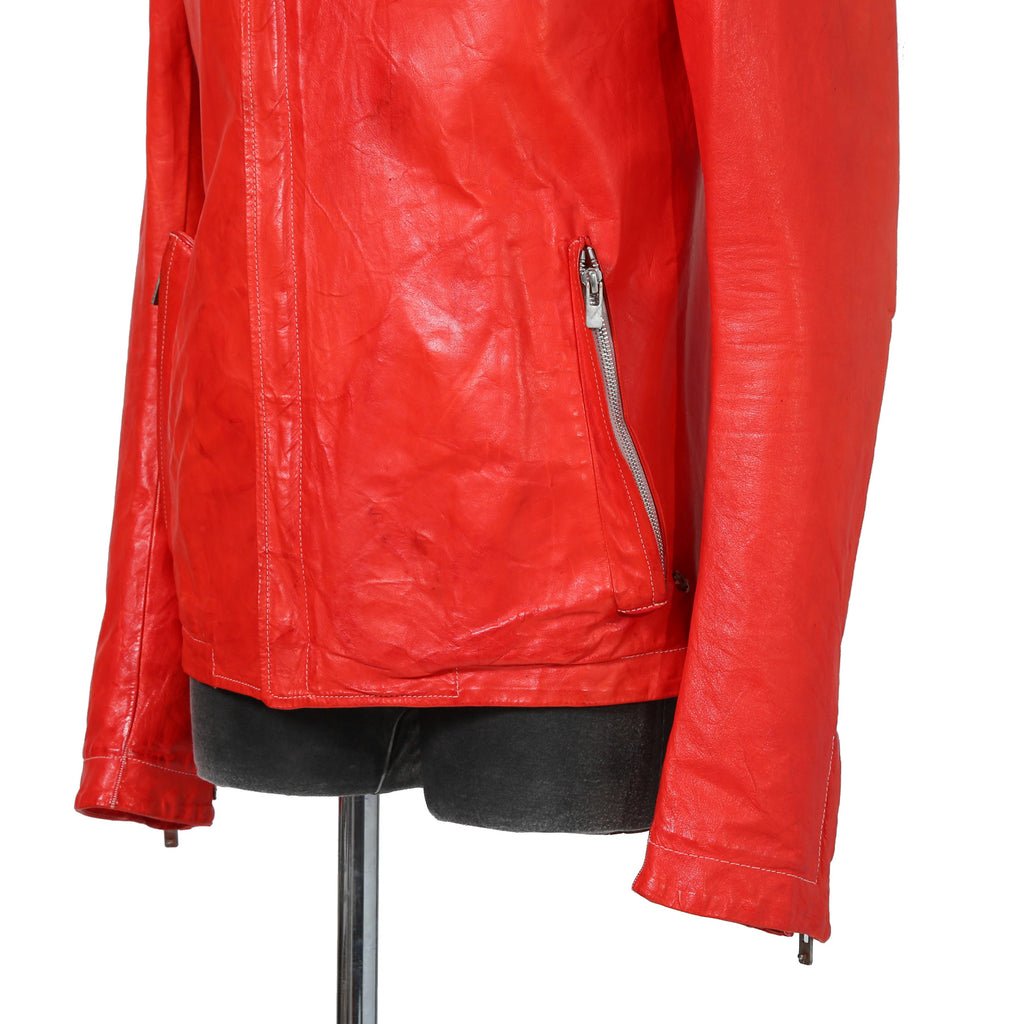CAROL CHRISTIAN POELL キャロルクリスチャンポエル / 美品2016 KANGAROO O.D / HIGH NECK LEATHER JACKET / size 46 (RED)