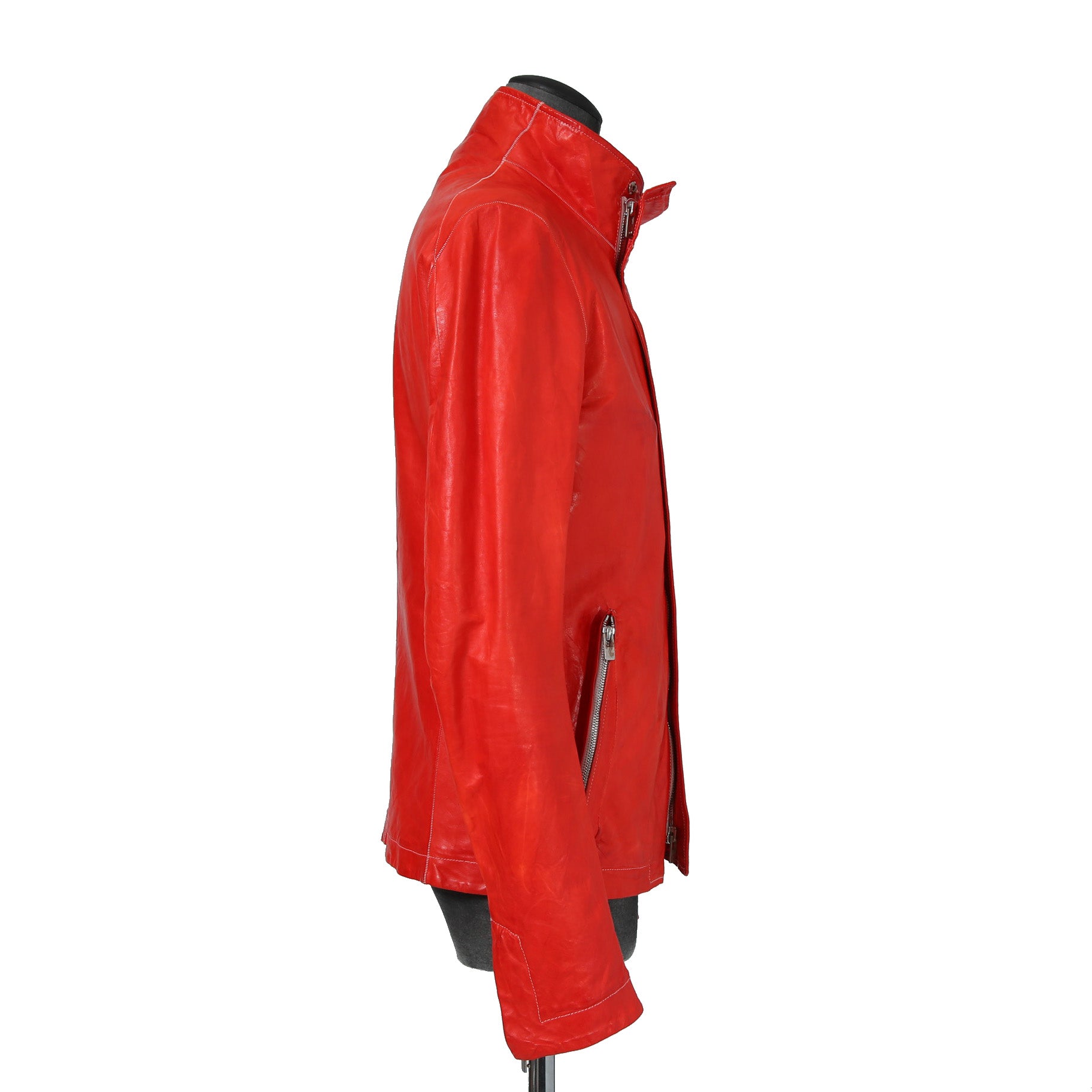 CAROL CHRISTIAN POELL キャロルクリスチャンポエル / 美品2016 KANGAROO O.D / HIGH NECK LEATHER JACKET / size 46 (RED)