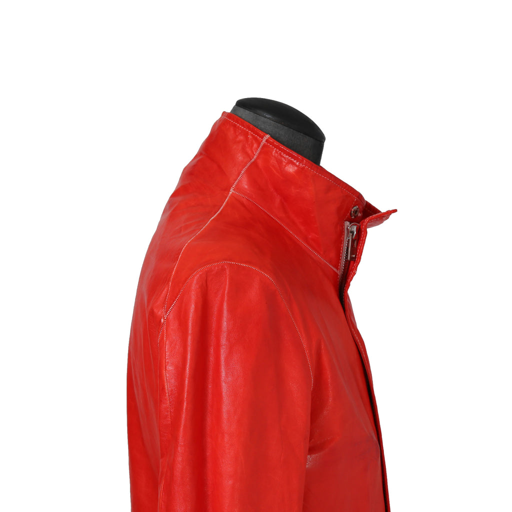 CAROL CHRISTIAN POELL キャロルクリスチャンポエル / 美品2016 KANGAROO O.D / HIGH NECK LEATHER JACKET / size 46 (RED)