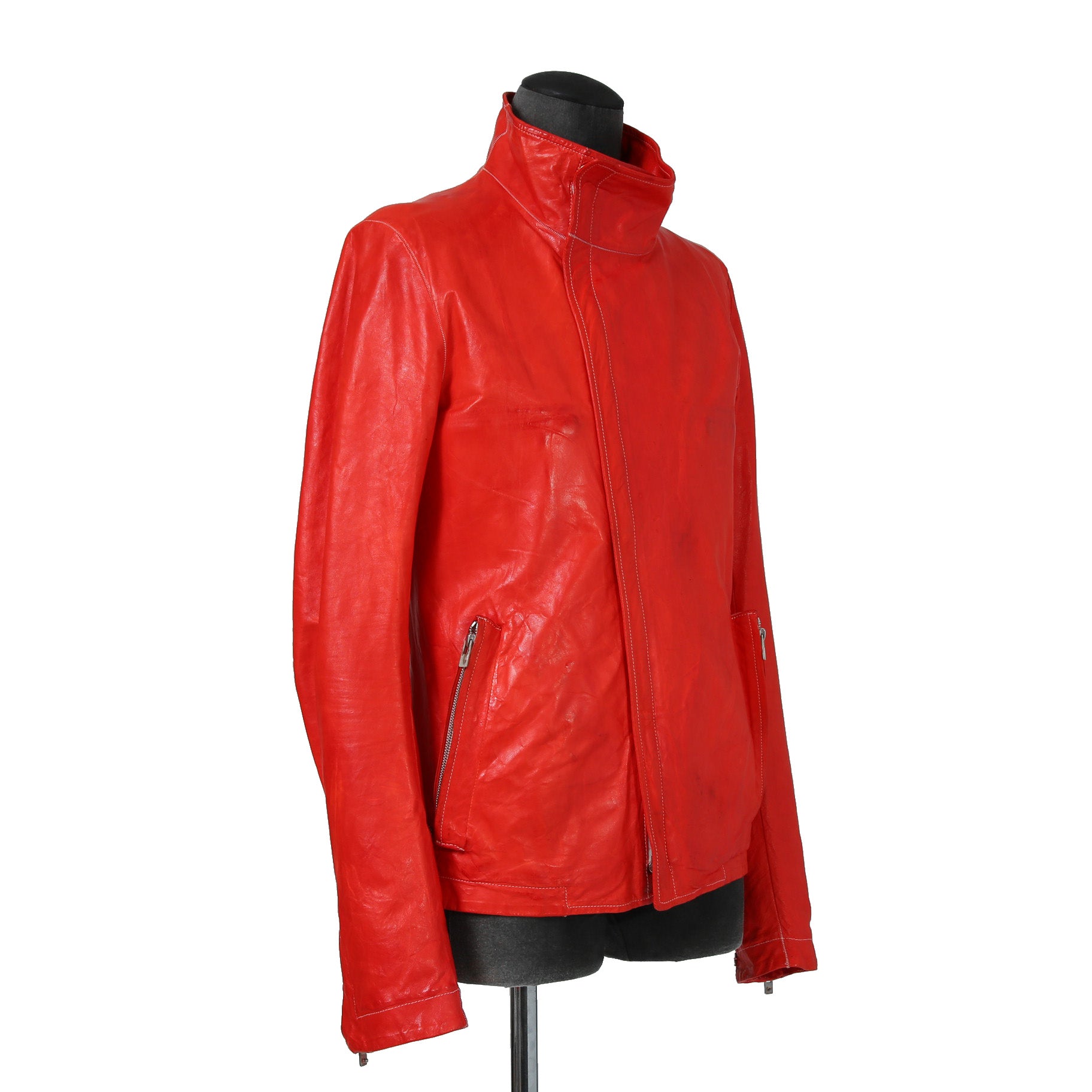 CAROL CHRISTIAN POELL キャロルクリスチャンポエル / 美品2016 KANGAROO O.D / HIGH NECK LEATHER JACKET / size 46 (RED)