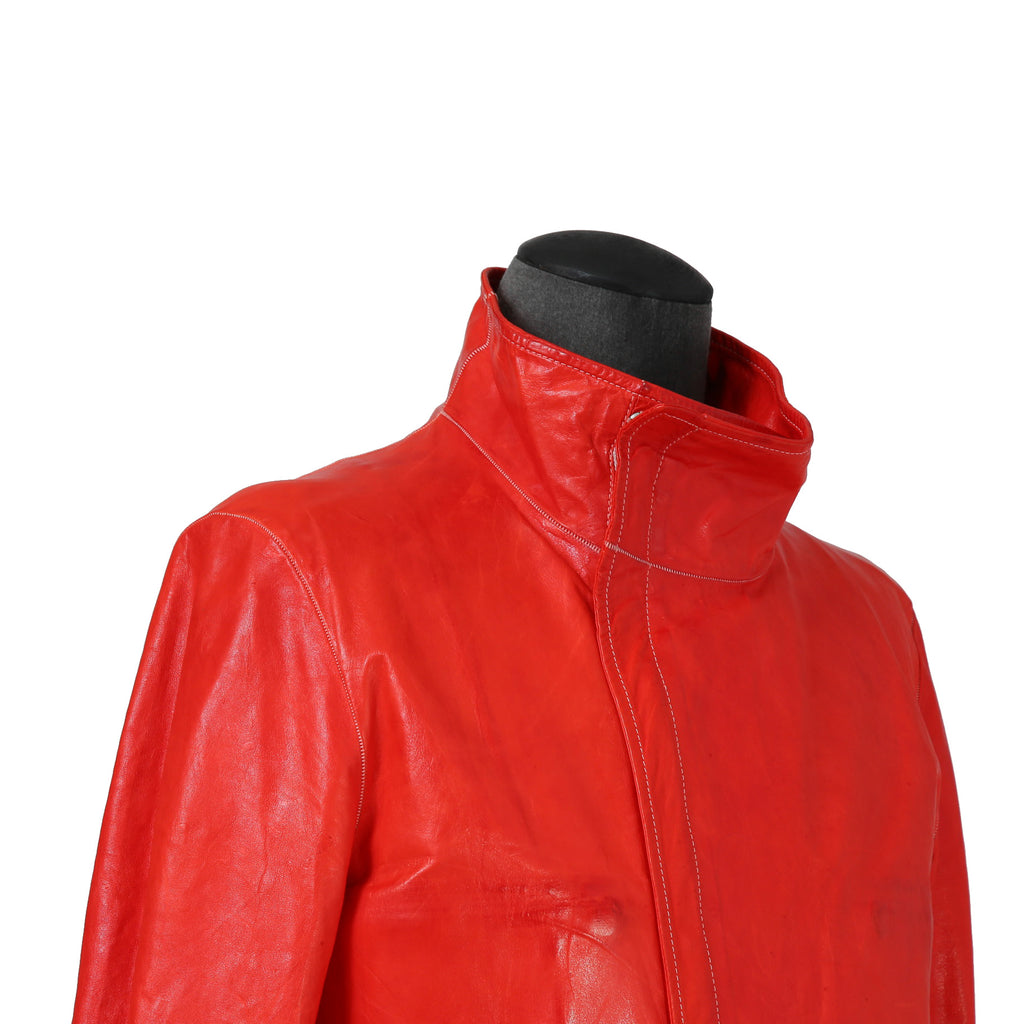 CAROL CHRISTIAN POELL キャロルクリスチャンポエル / 美品2016 KANGAROO O.D / HIGH NECK LEATHER JACKET / size 46 (RED)