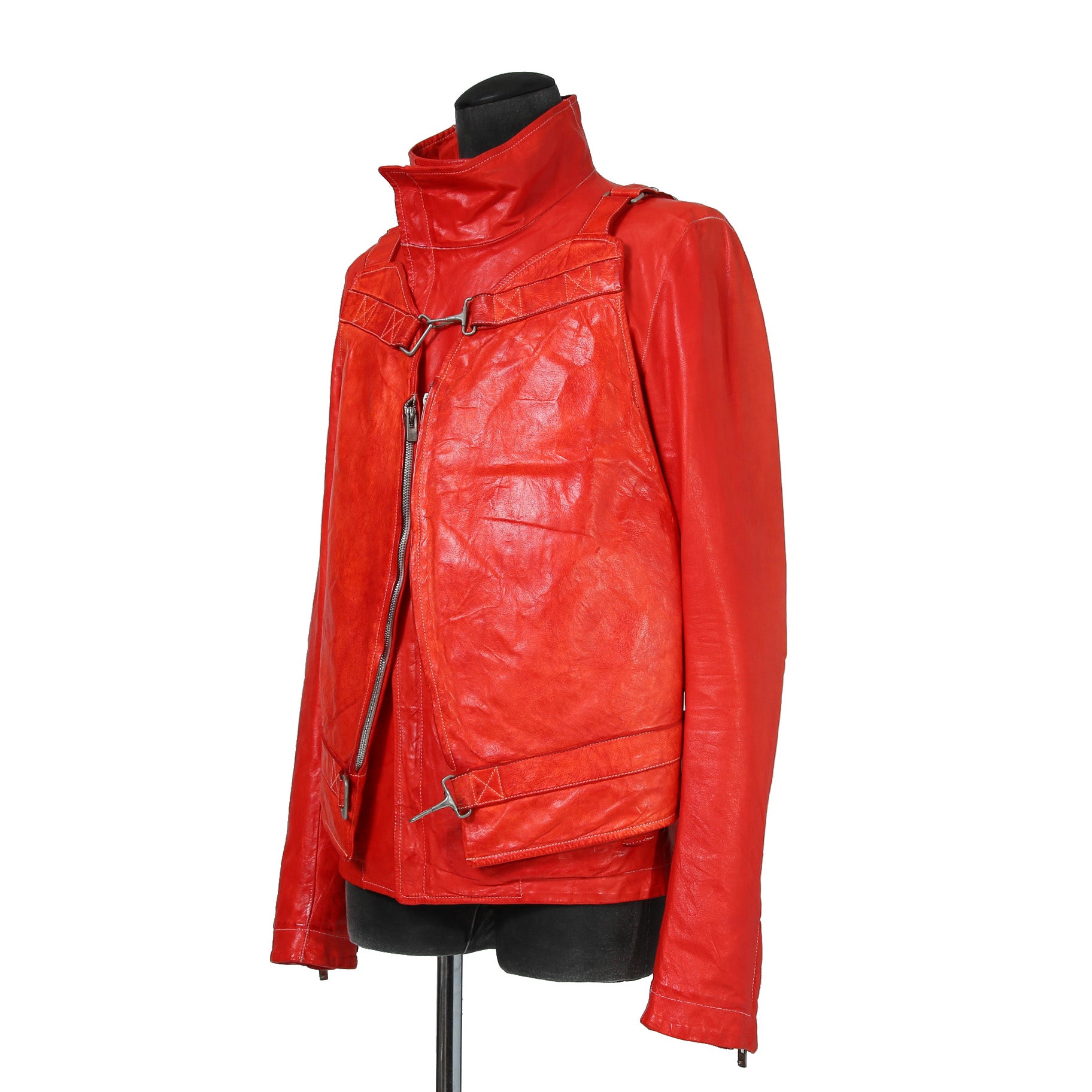 CAROL CHRISTIAN POELL キャロルクリスチャンポエル / 美品2016 KANGAROO O.D / HIGH NECK LEATHER JACKET / size 46 (RED)
