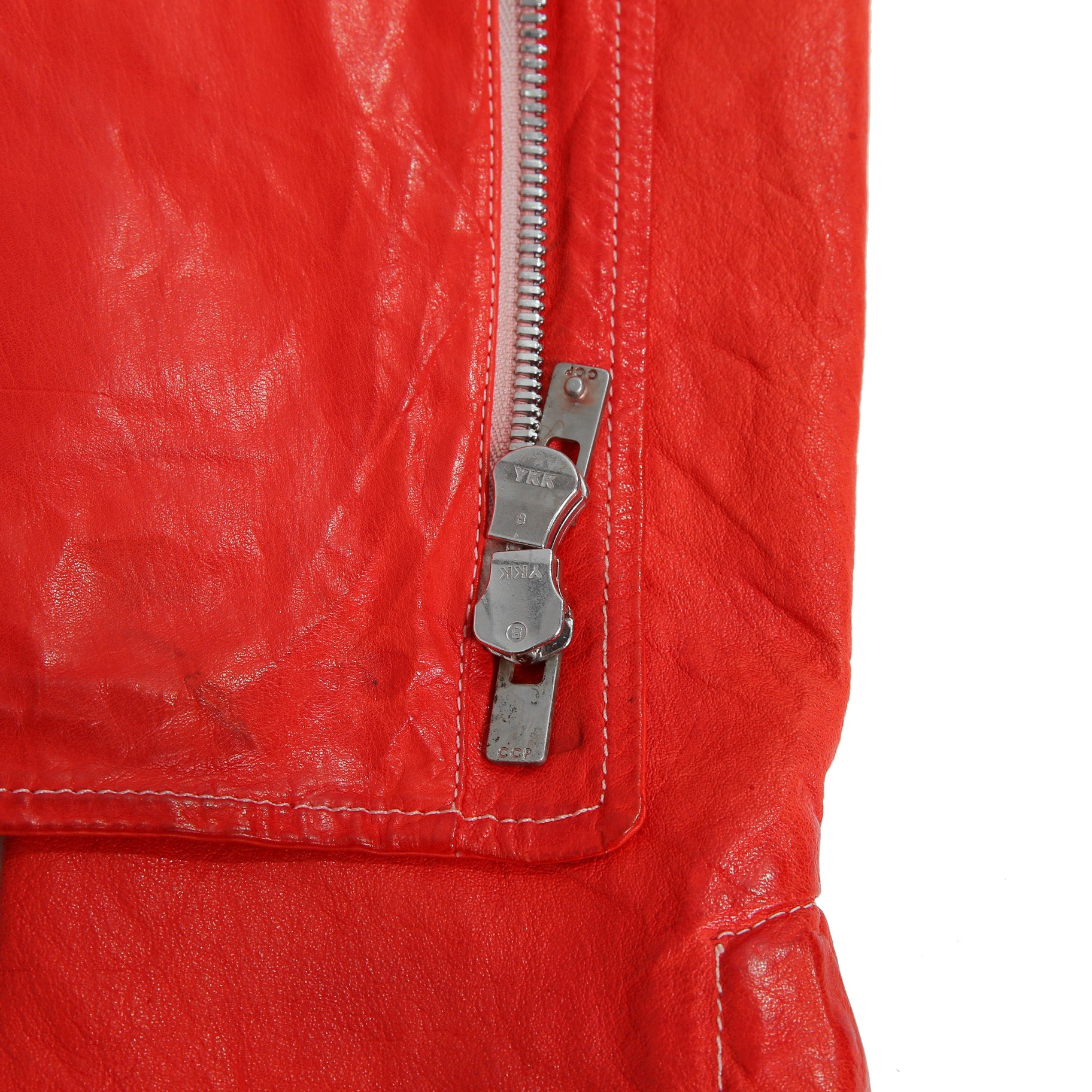 CAROL CHRISTIAN POELL キャロルクリスチャンポエル / 美品2016 KANGAROO O.D / HIGH NECK LEATHER JACKET / size 46 (RED)