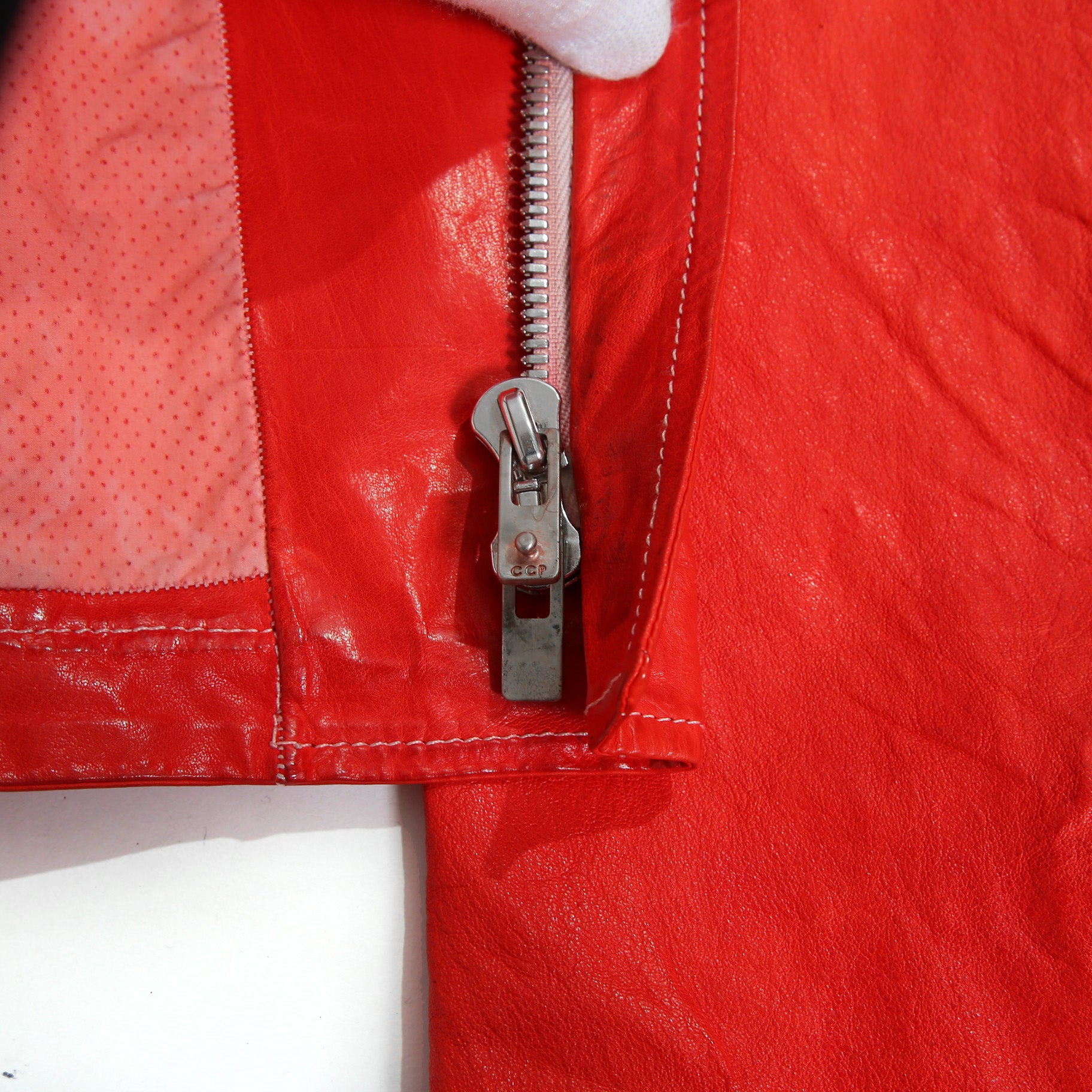 CAROL CHRISTIAN POELL キャロルクリスチャンポエル / 美品2016 KANGAROO O.D / HIGH NECK LEATHER JACKET / size 46 (RED)